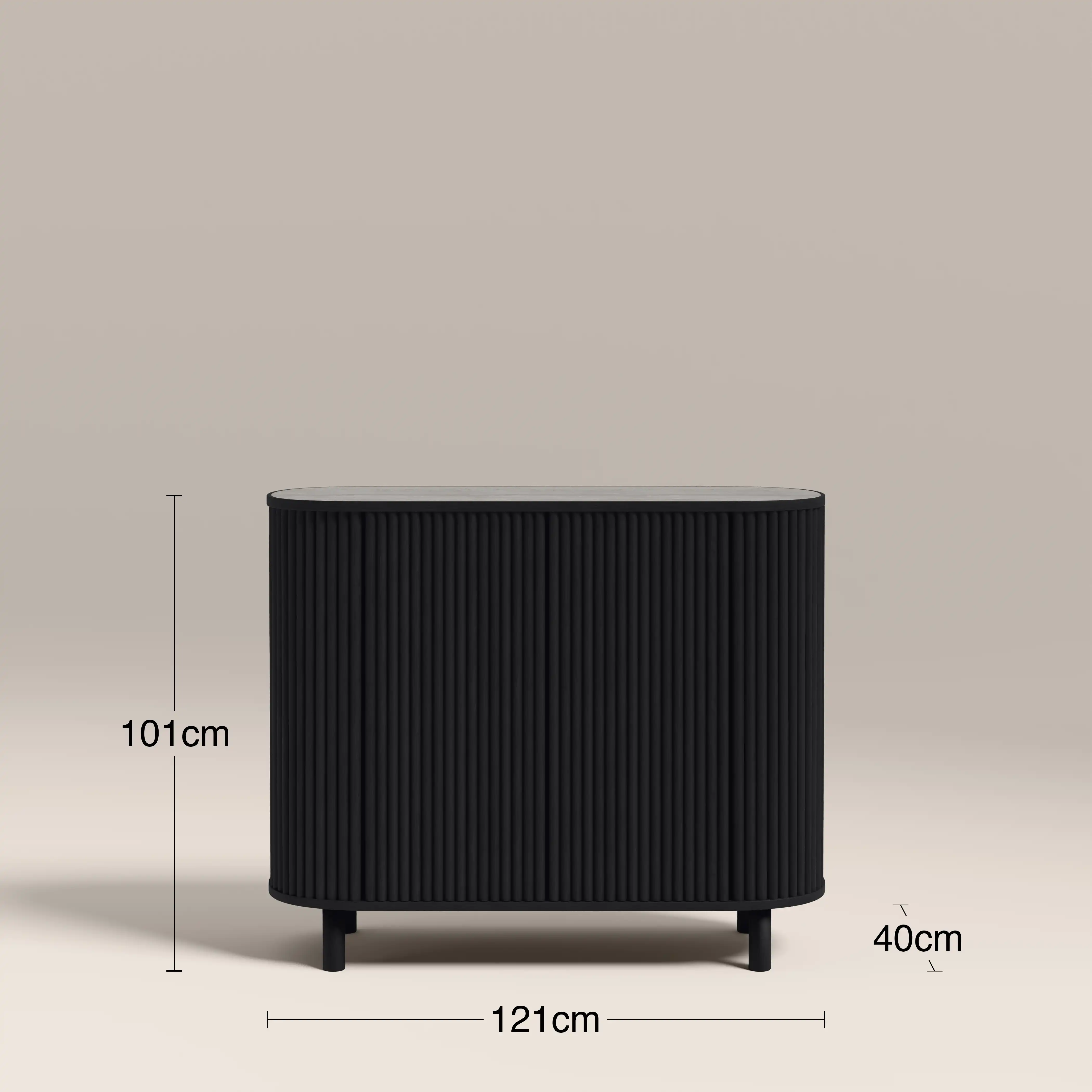Santana Sideboard | Smoked Grey Travertine Effect Sintered Stone & Black - Image 7