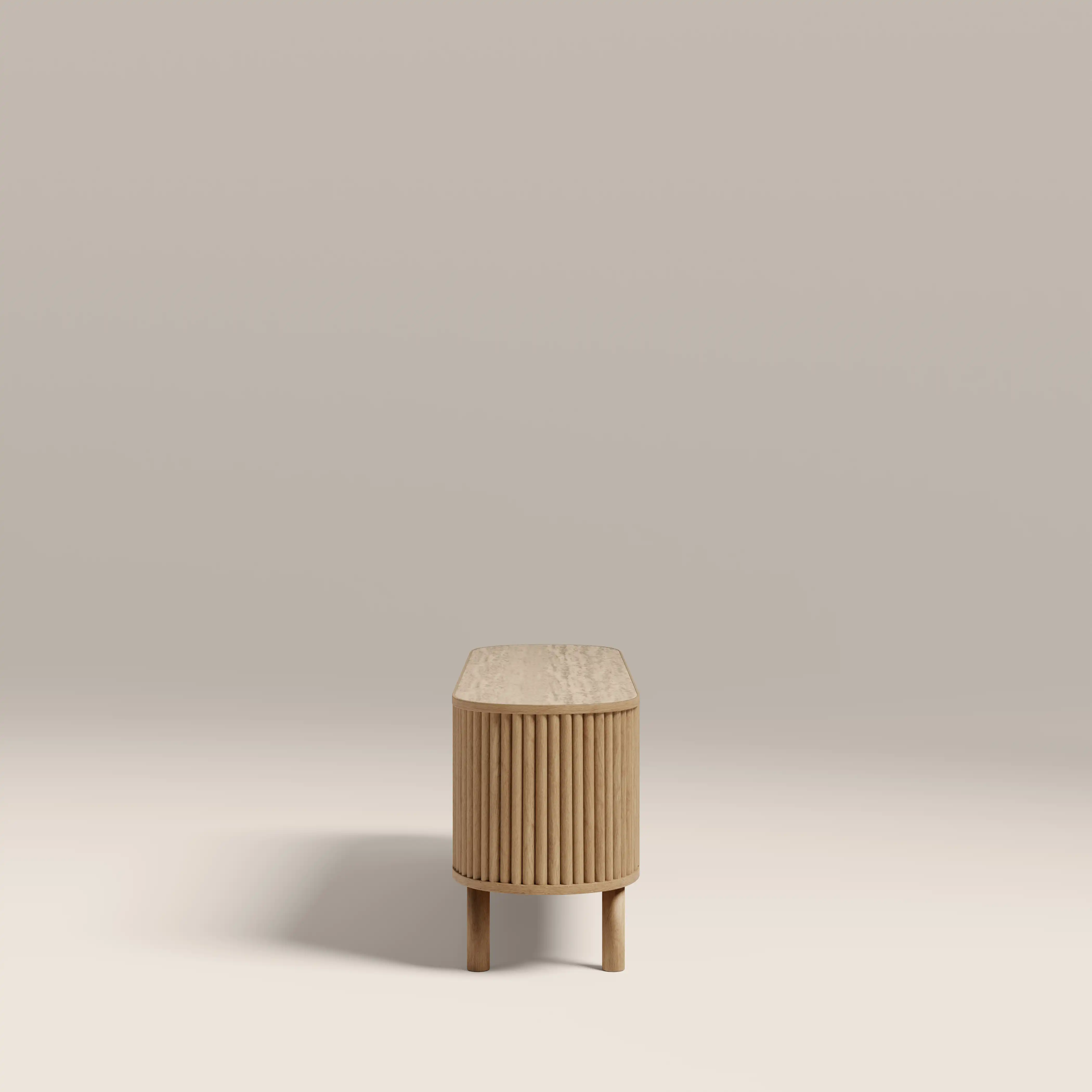 Santana TV Stand | Natural Travertine Effect Sintered Stone & Oak - Image 6