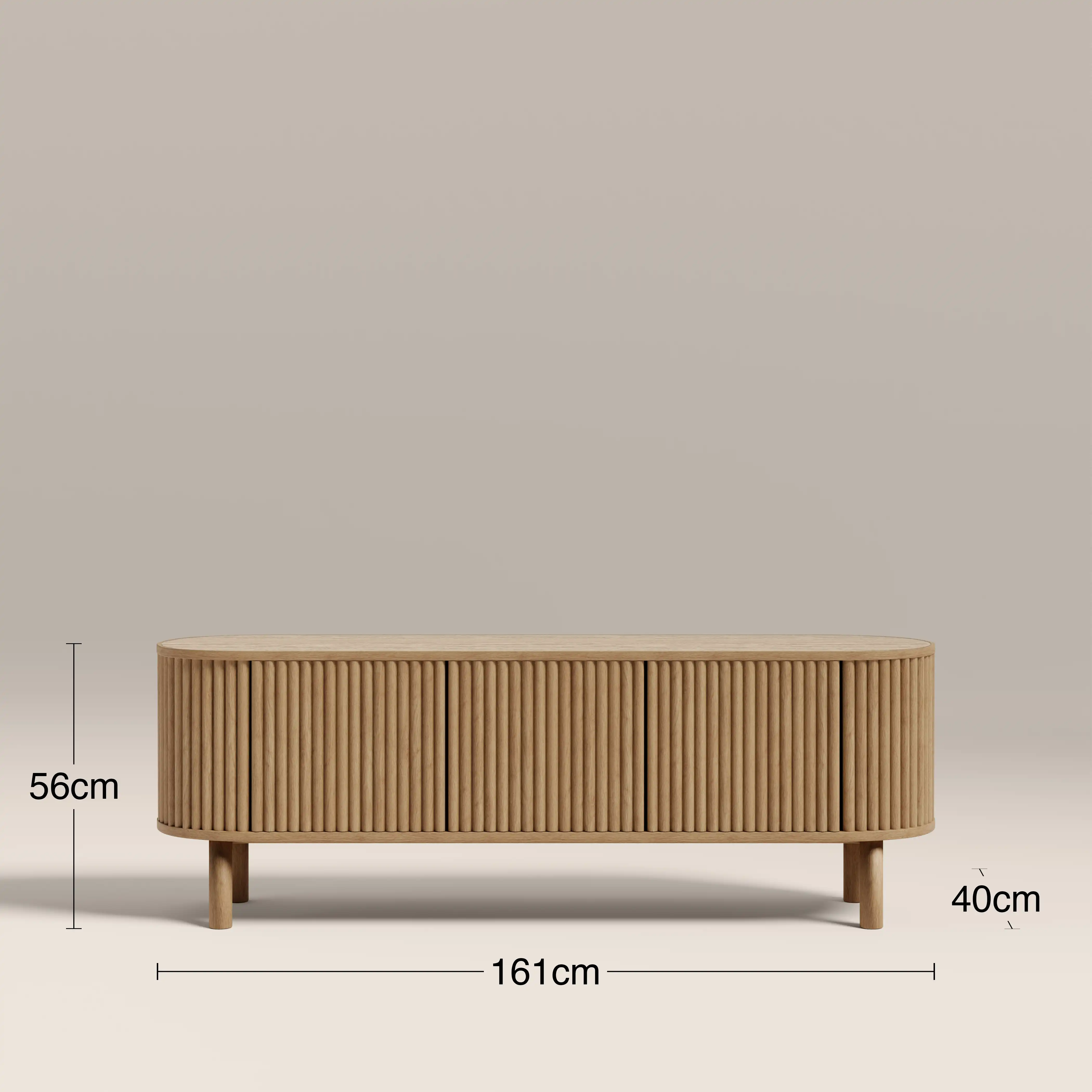 Santana TV Stand | Natural Travertine Effect Sintered Stone & Oak - Image 7