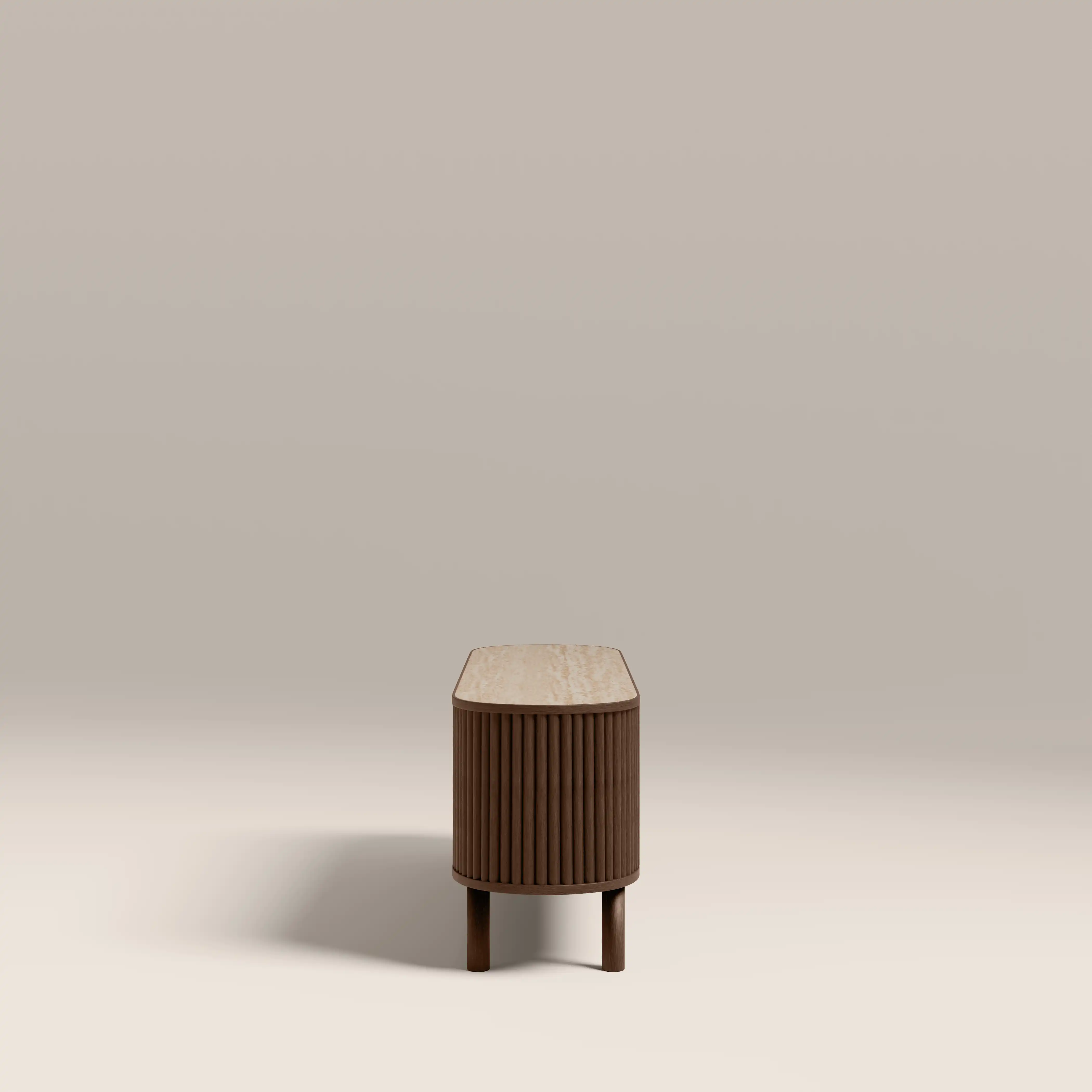 Santana TV Stand | Natural Travertine Effect Sintered Stone & Smoked Walnut - Image 5