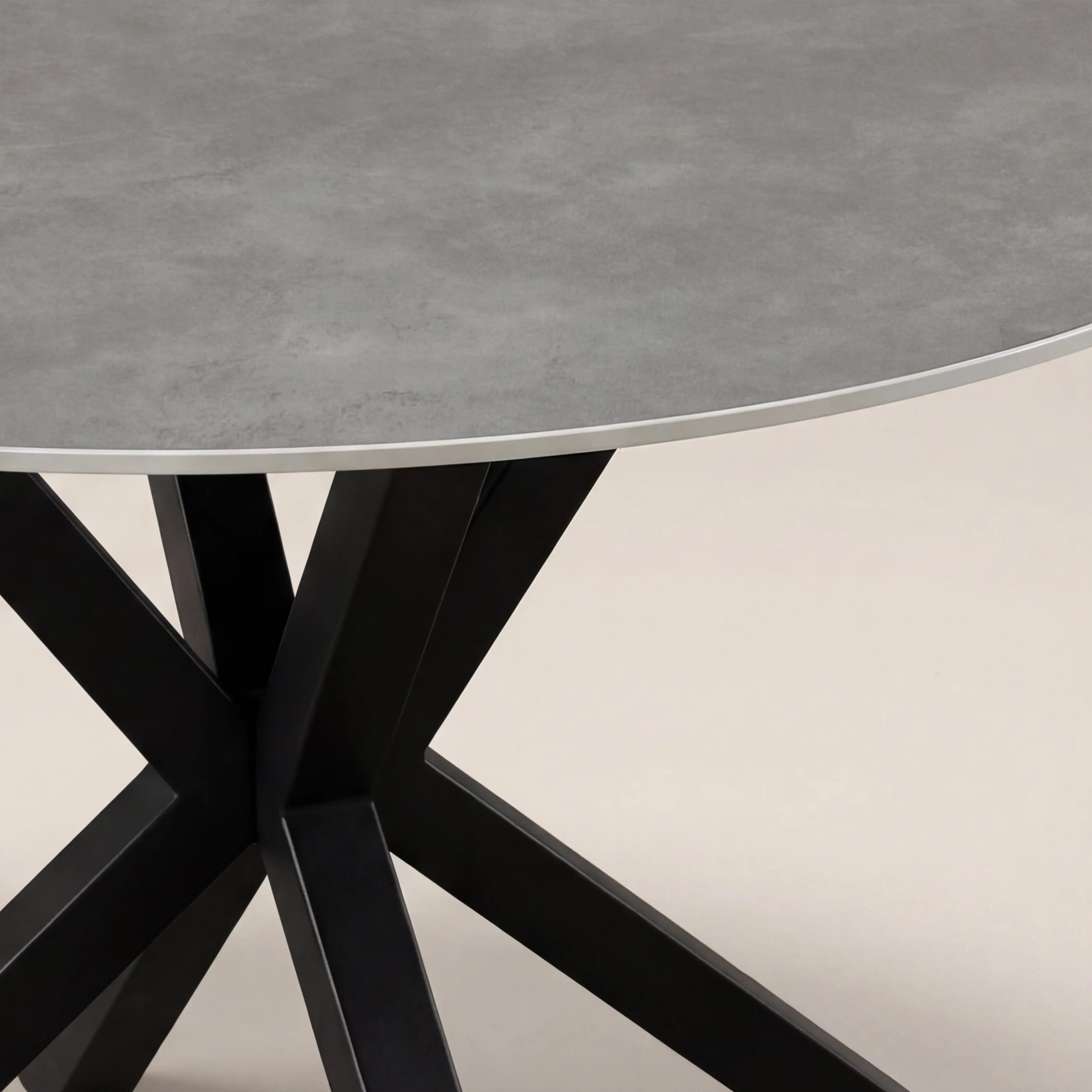 Sawyer 4 Seat Round Dining Table | Grey Ceramic & Black - Image 4