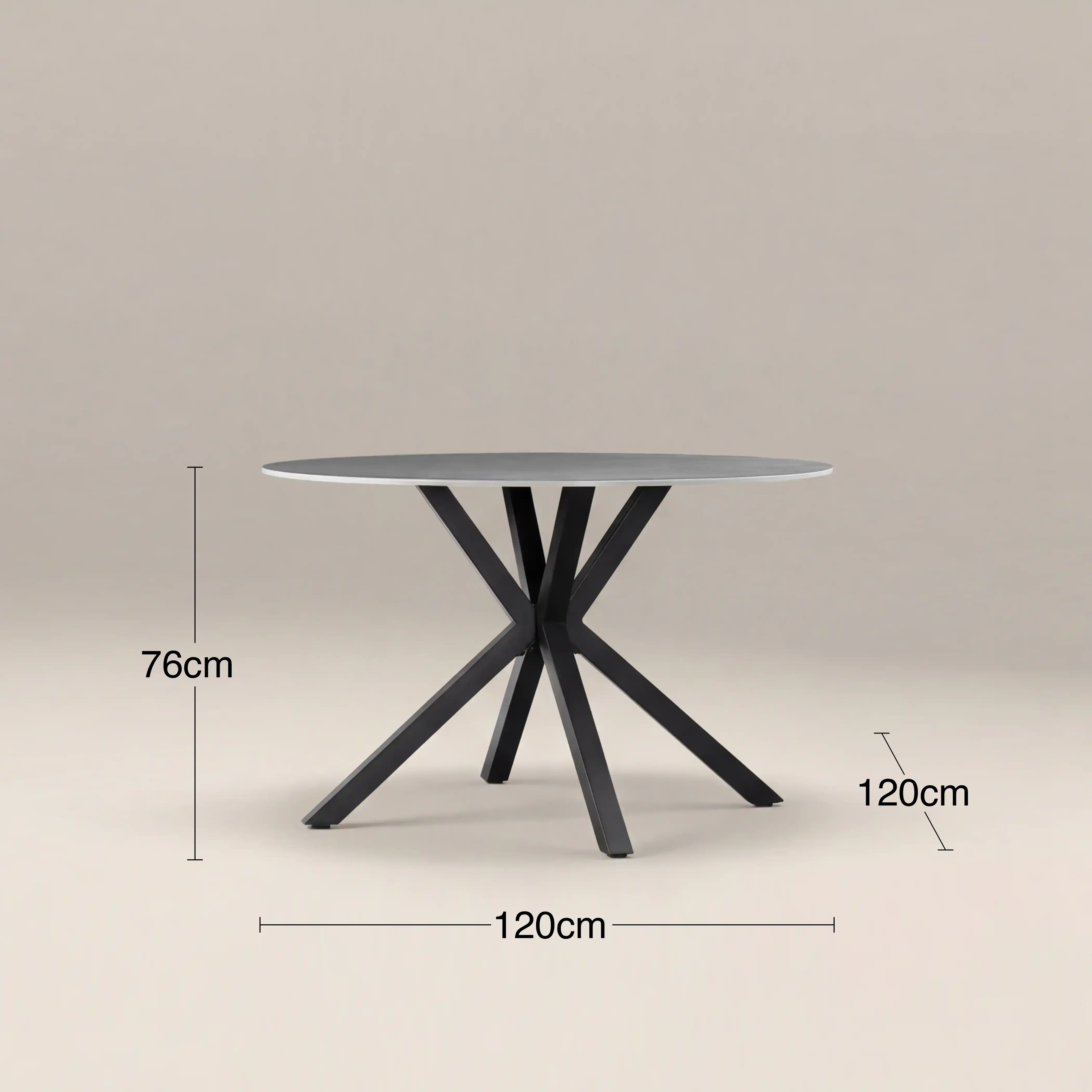 Sawyer 4 Seat Round Dining Table | Grey Ceramic & Black - Image 5