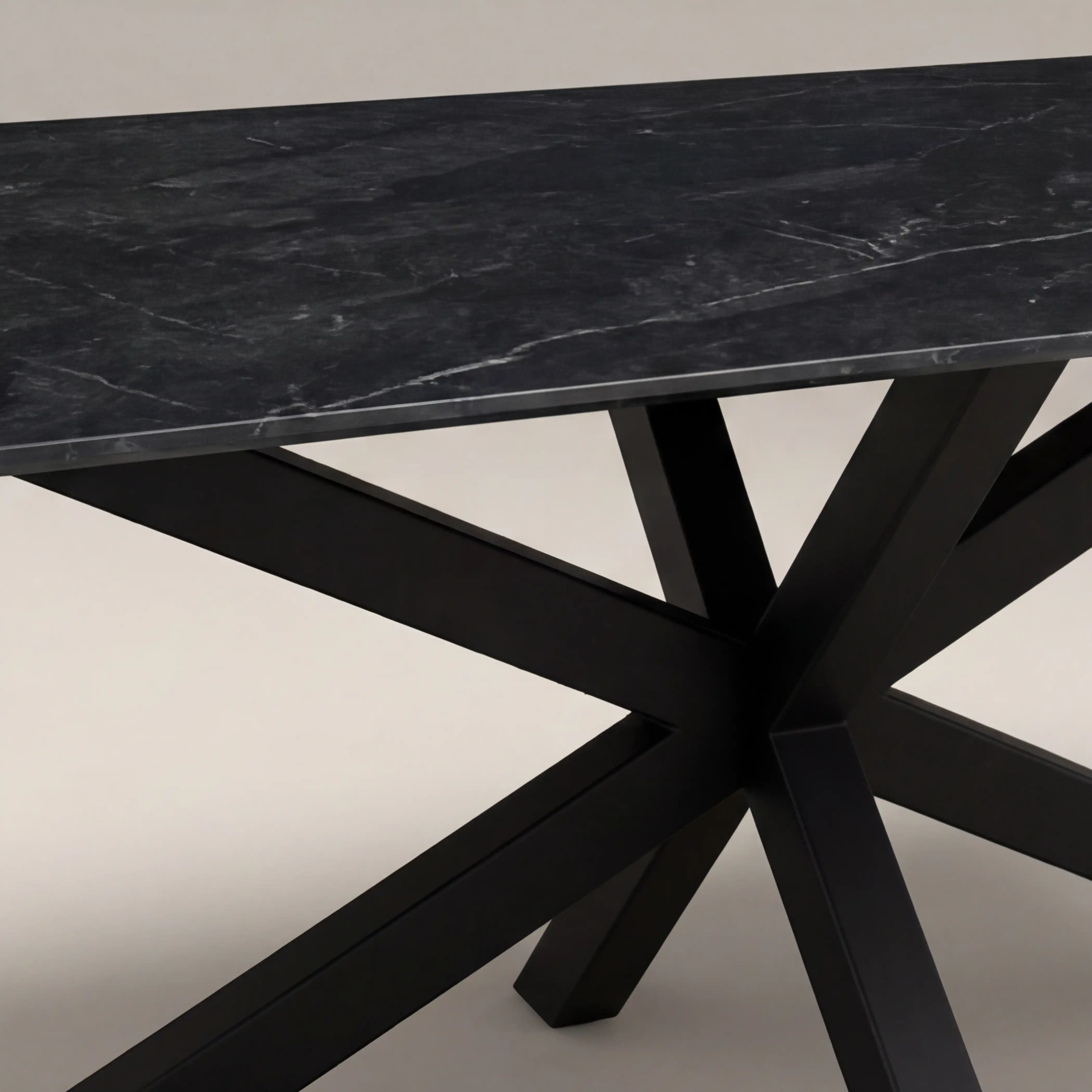 Sawyer 6 Seat Rectangle Dining Table | Black Ceramic & Black - Image 6