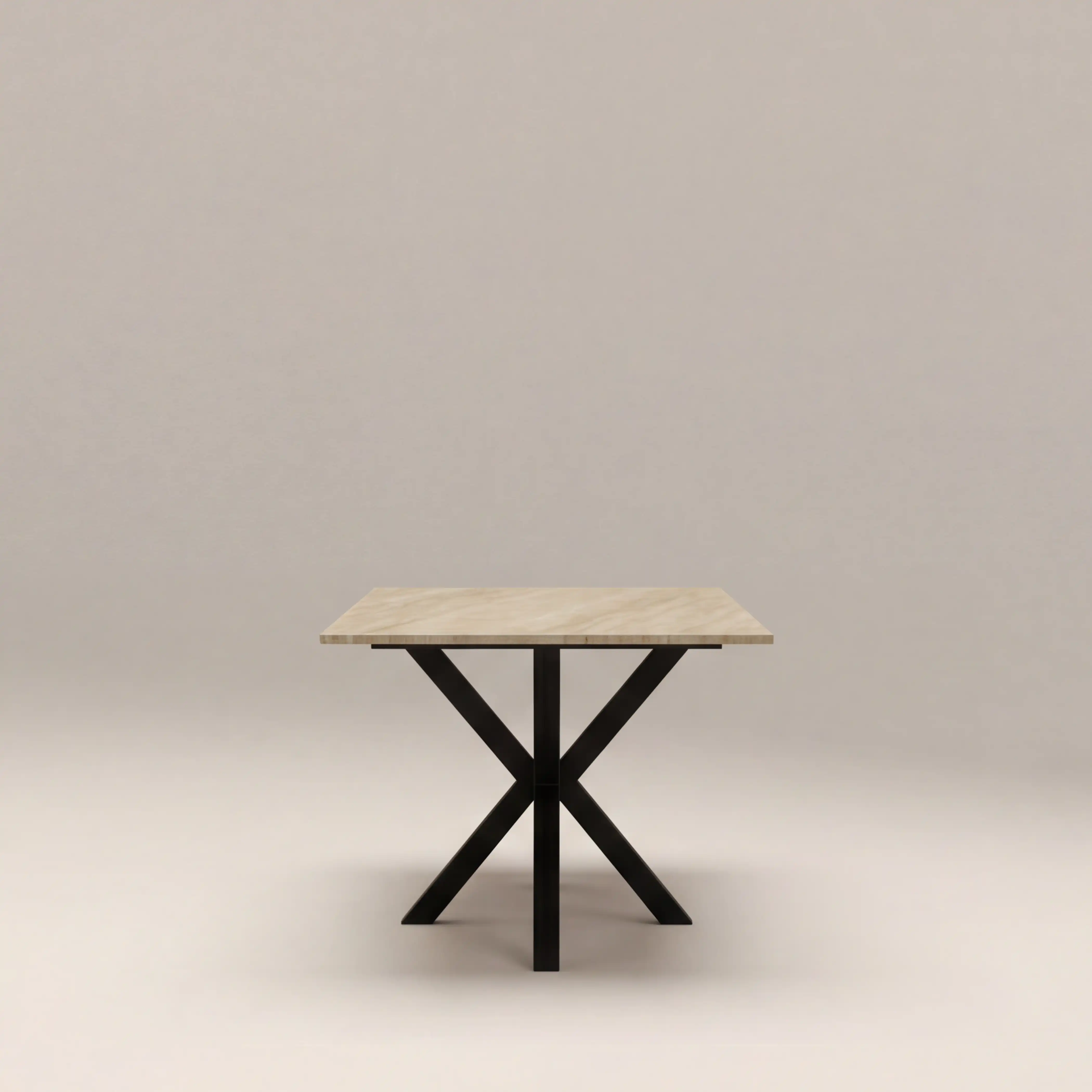 Sawyer 6 Seat Rectangle Dining Table | Natural Travertine Effect & Black - Image 4