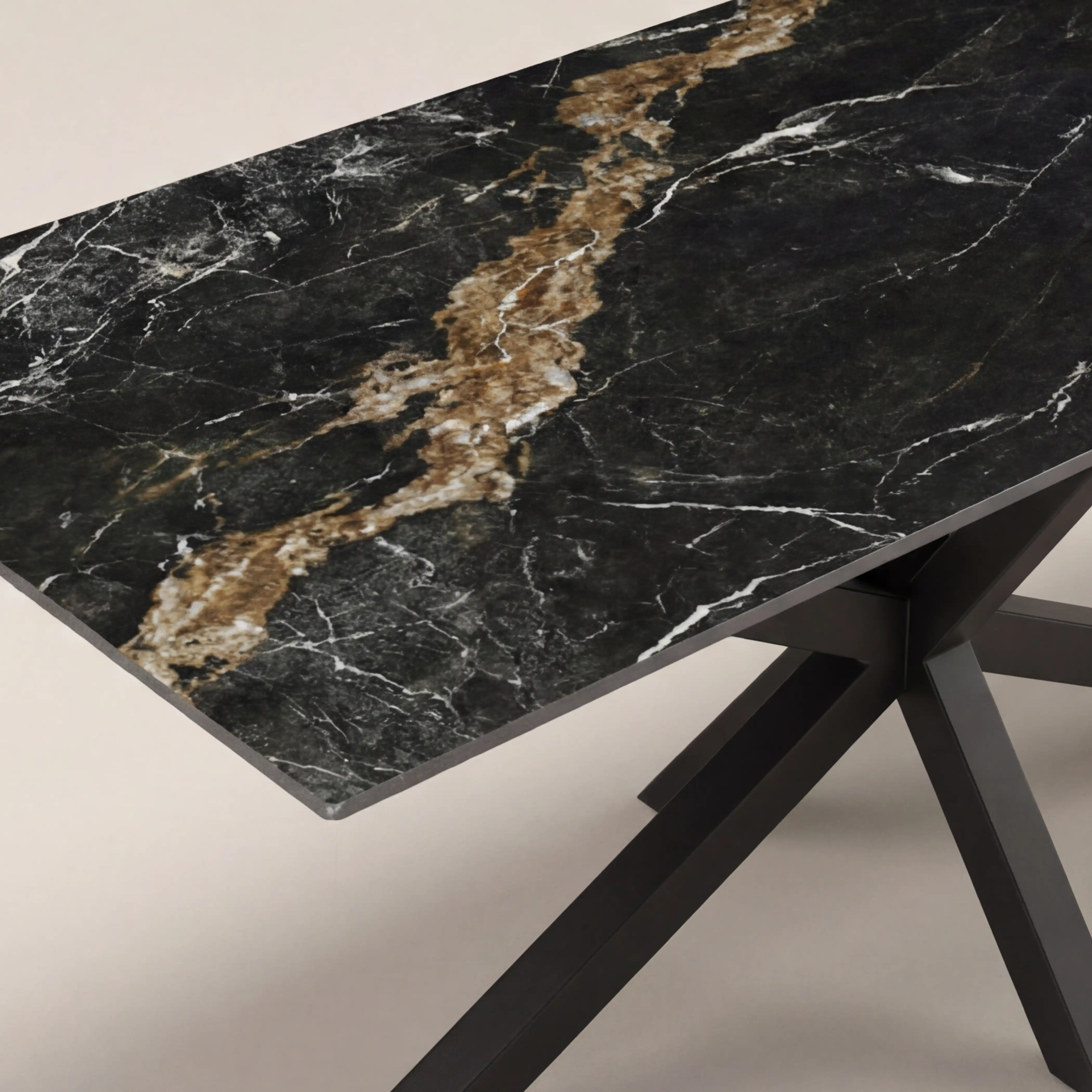 Sawyer 6 Seat Rectangle Dining Table | Storm Black Ceramic & Black - Image 5