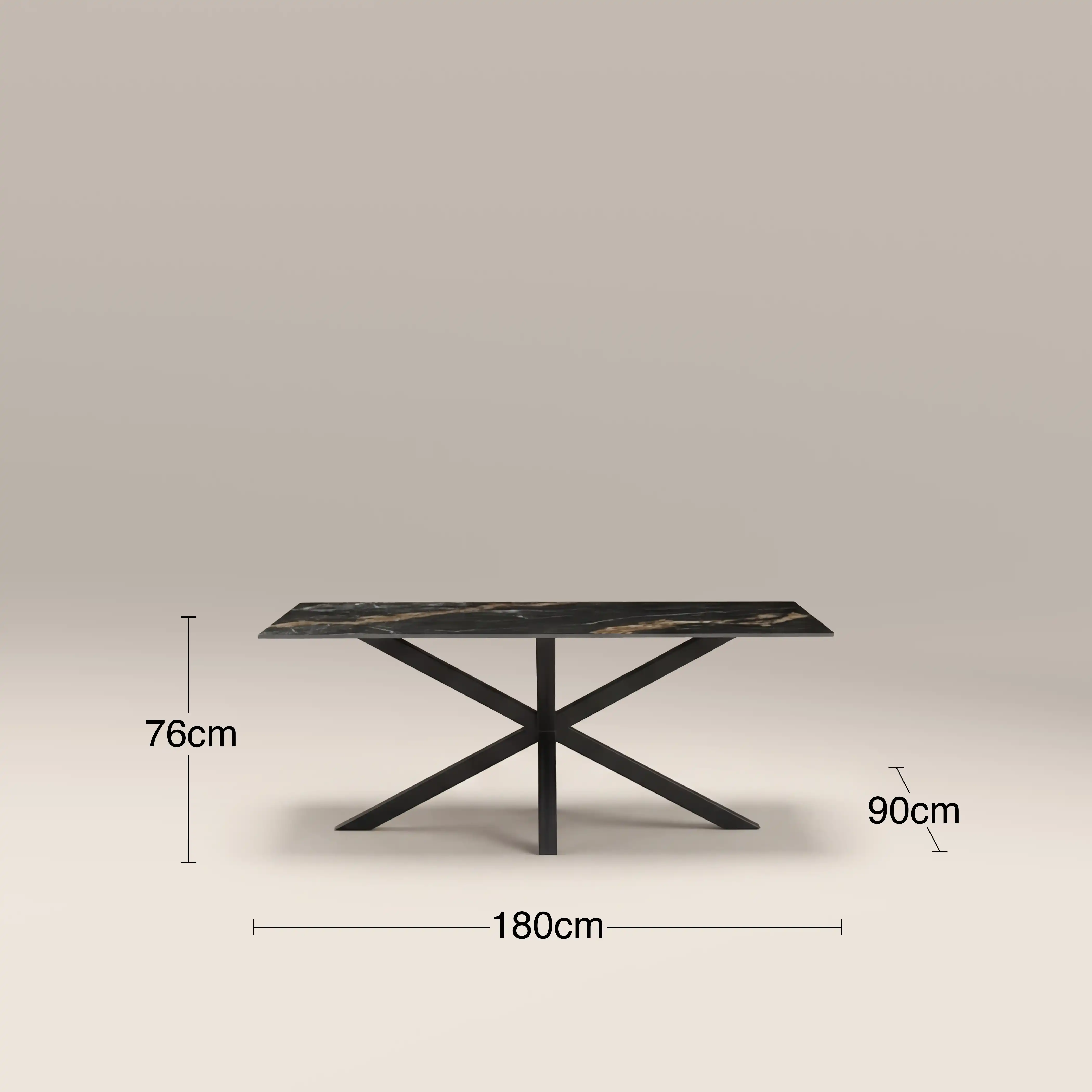 Sawyer 6 Seat Rectangle Dining Table | Storm Black Ceramic & Black - Image 6