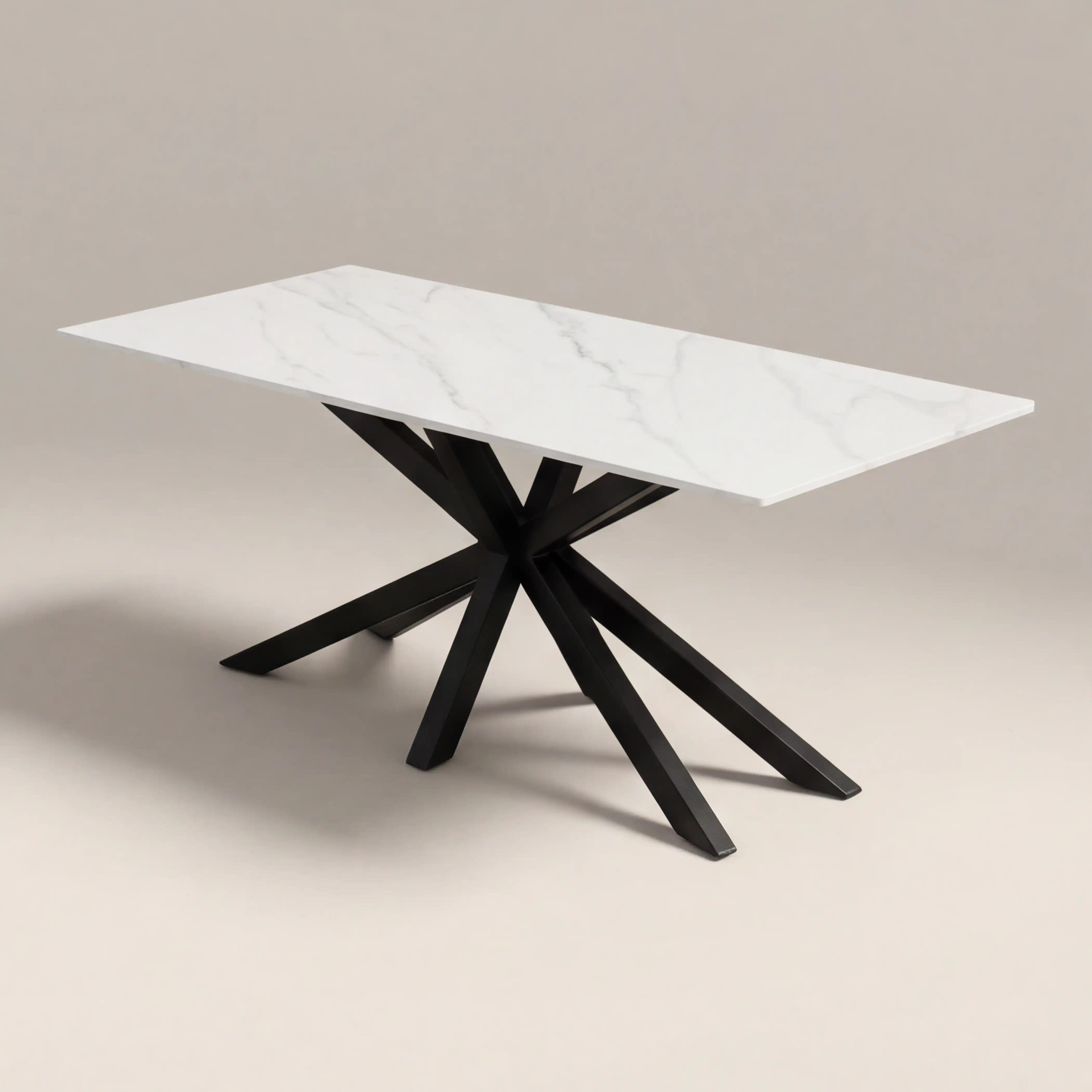 Sawyer 6 Seat Rectangle Dining Table | White Ceramic & Black - Image 2
