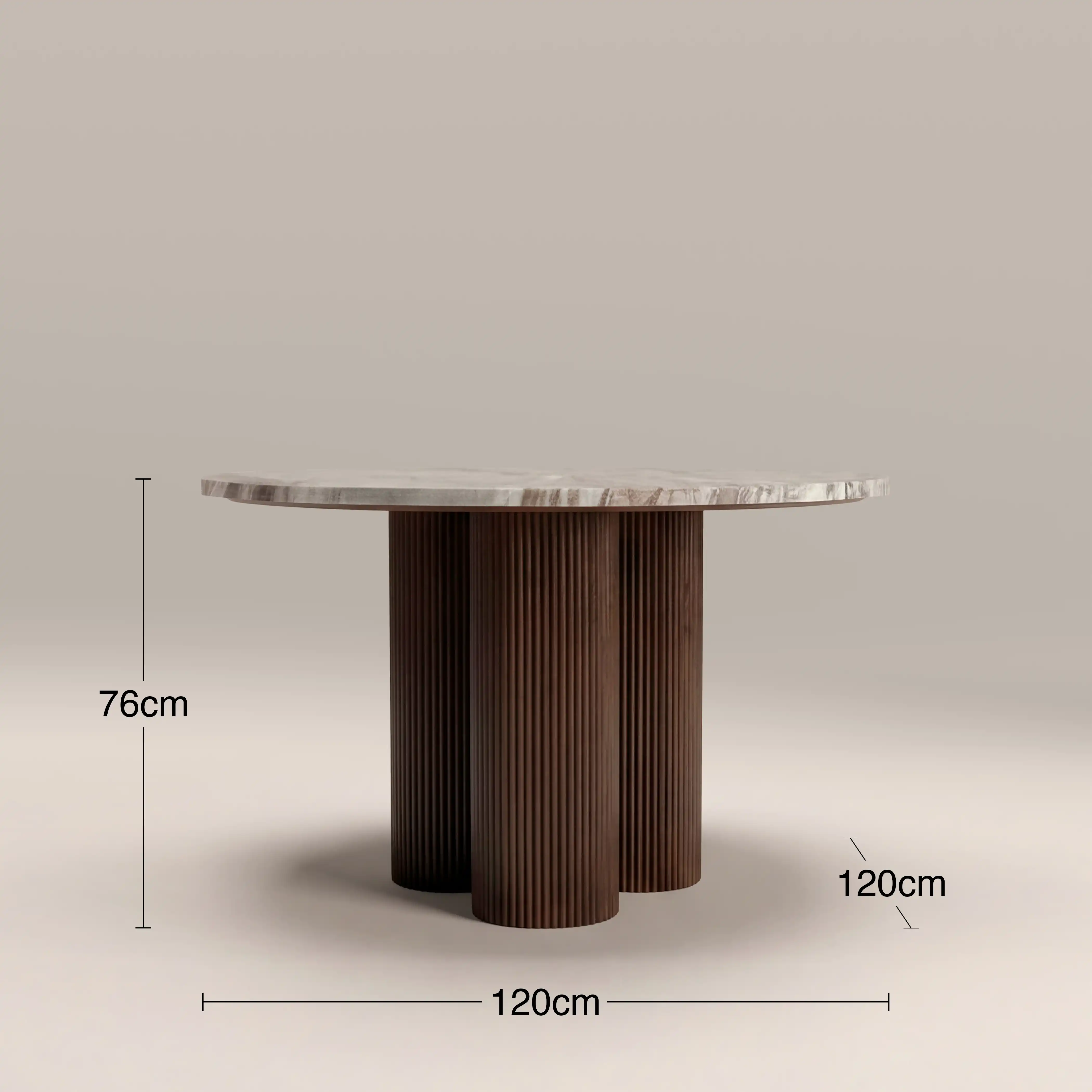 Skylar 4 Seat Round Dining Table | Fantasy Brown Marble & Walnut - Image 5