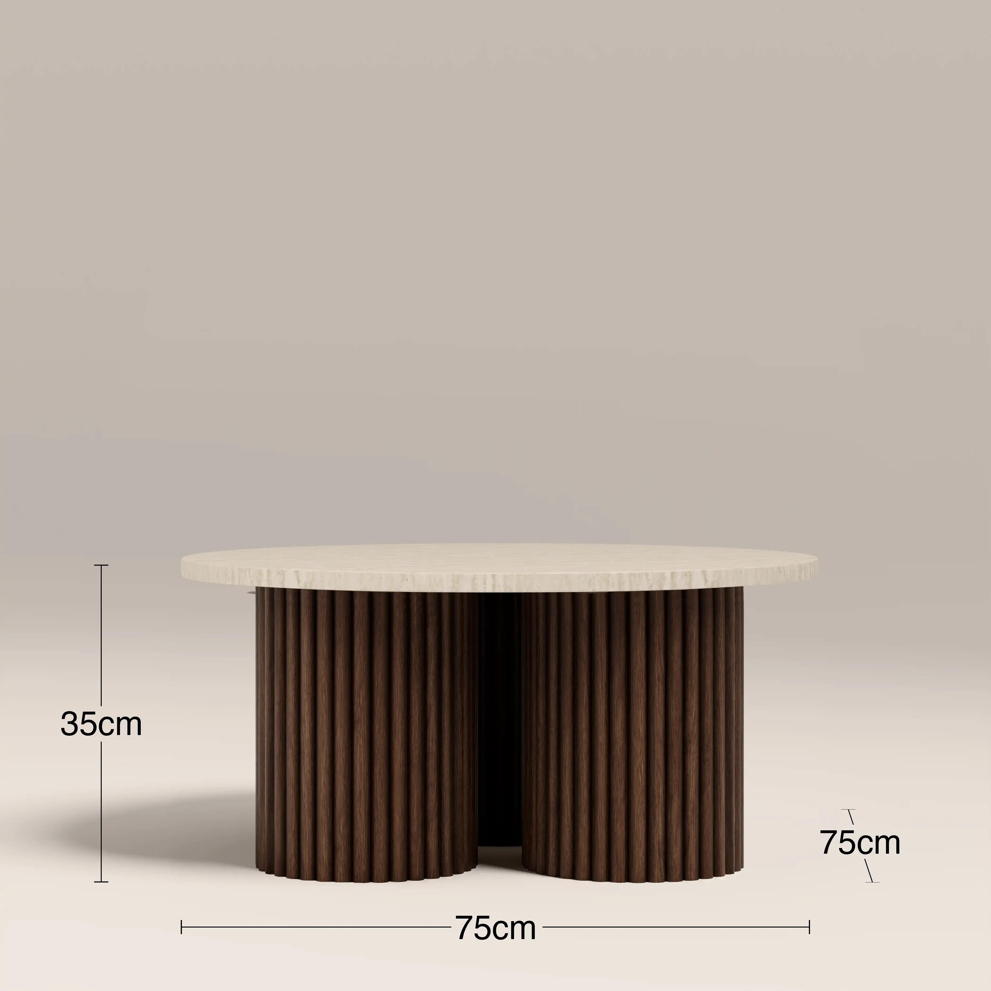 Skylar Round Coffee Table | Travertine & Walnut - Image 6