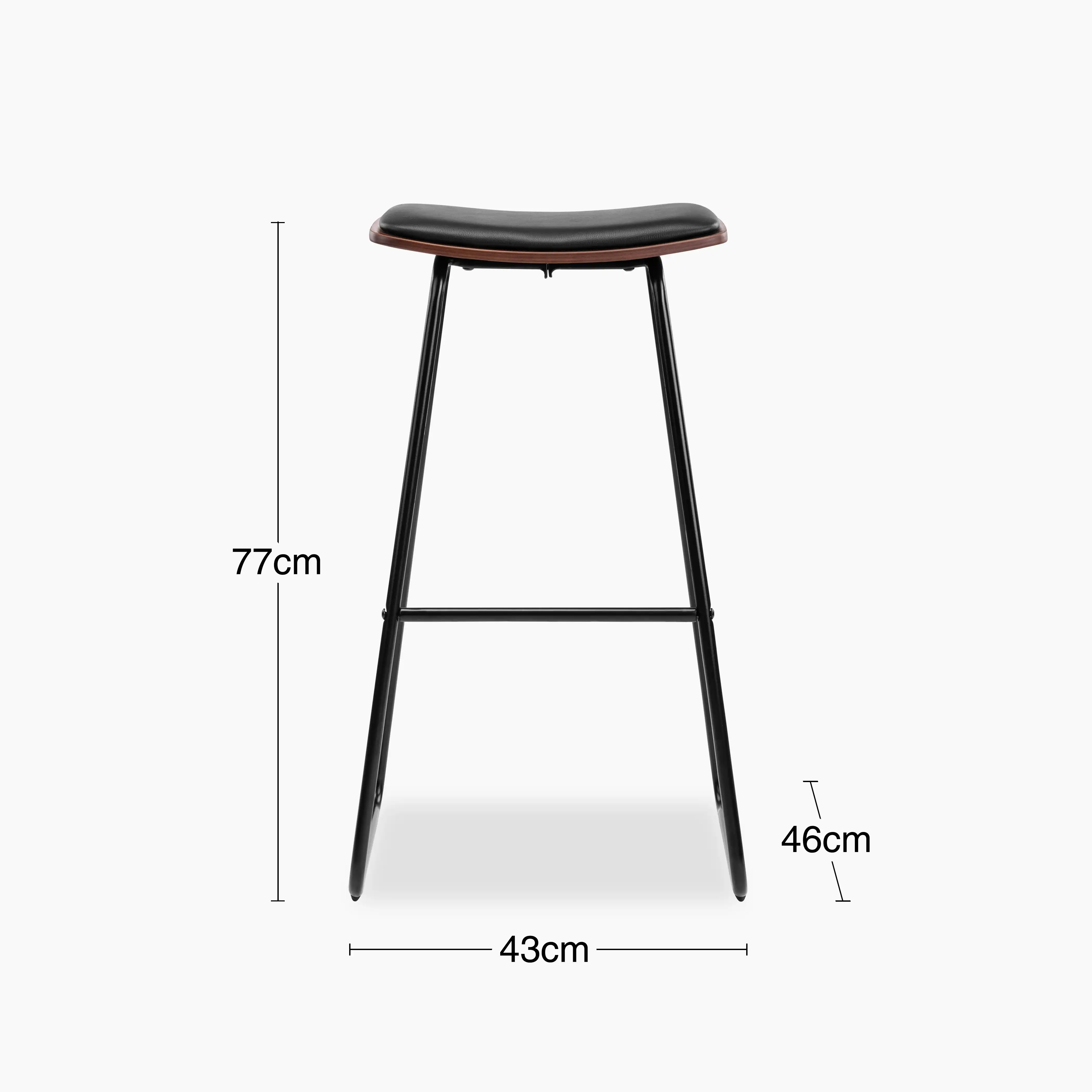 Slade Bar Stool | Black Faux Leather & Black - Image 8