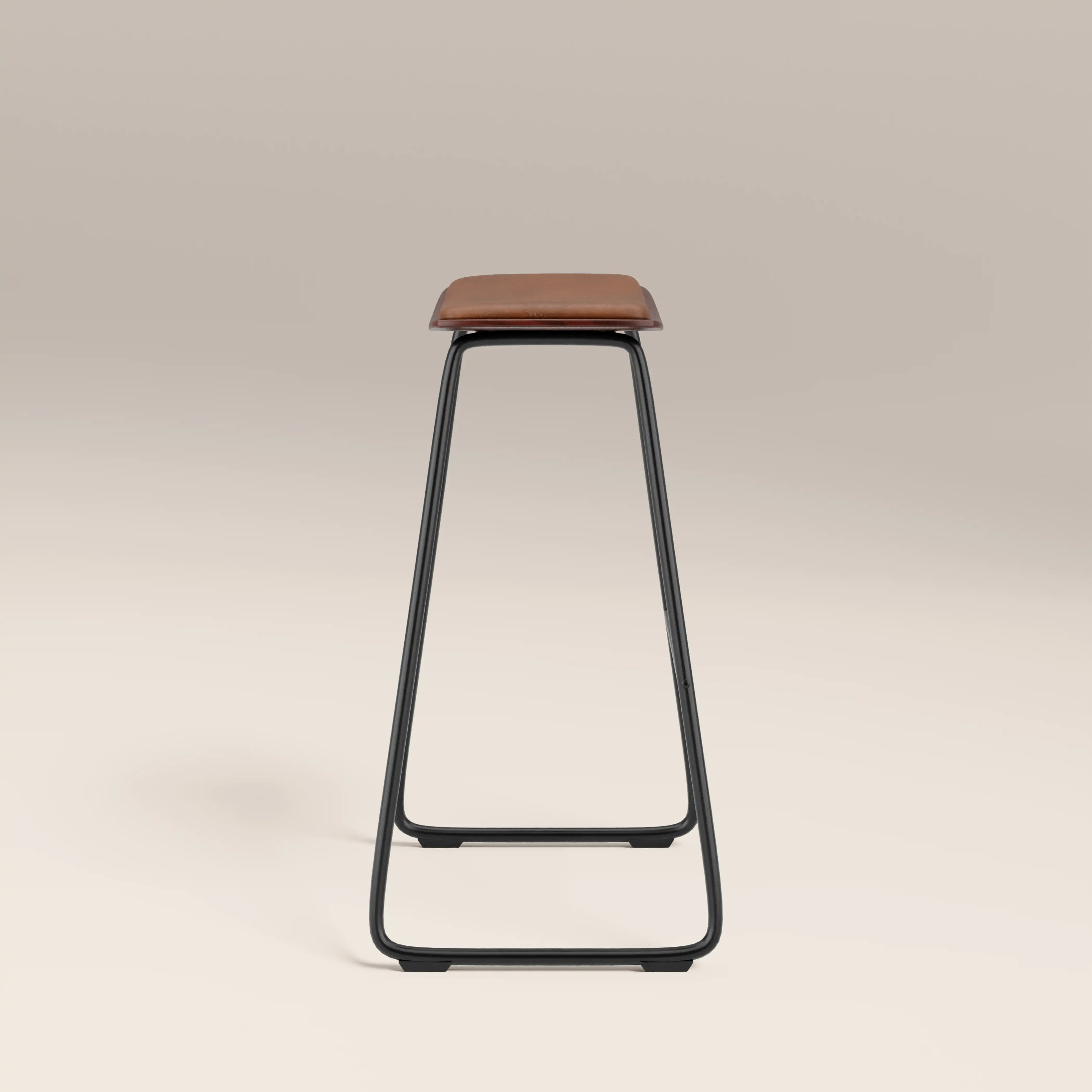 Slade Bar Stool | Vintage Tan Faux Leather & Black - Image 5