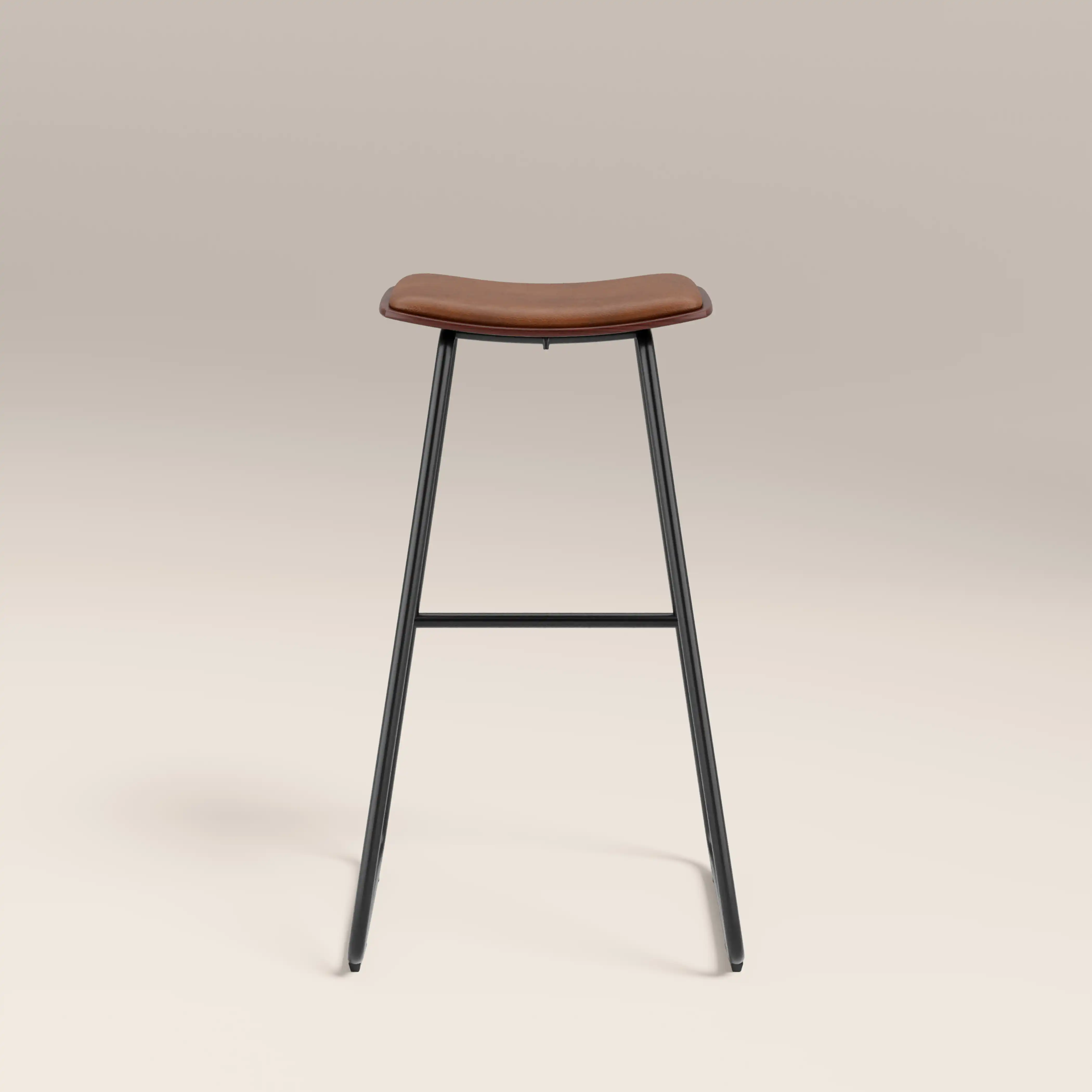 Slade Bar Stool | Vintage Tan Faux Leather & Black - Image 6