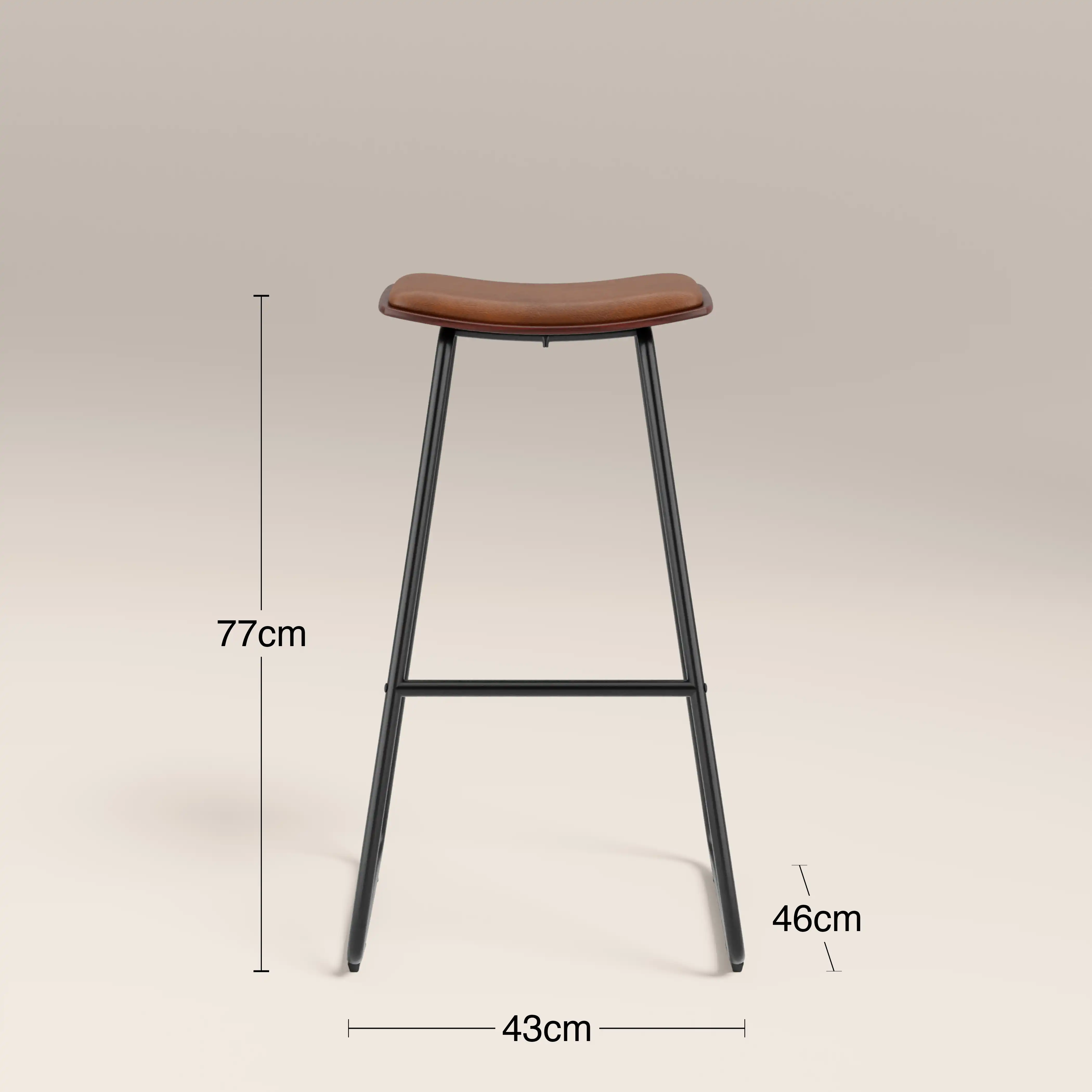 Slade Bar Stool | Vintage Tan Faux Leather & Black - Image 8