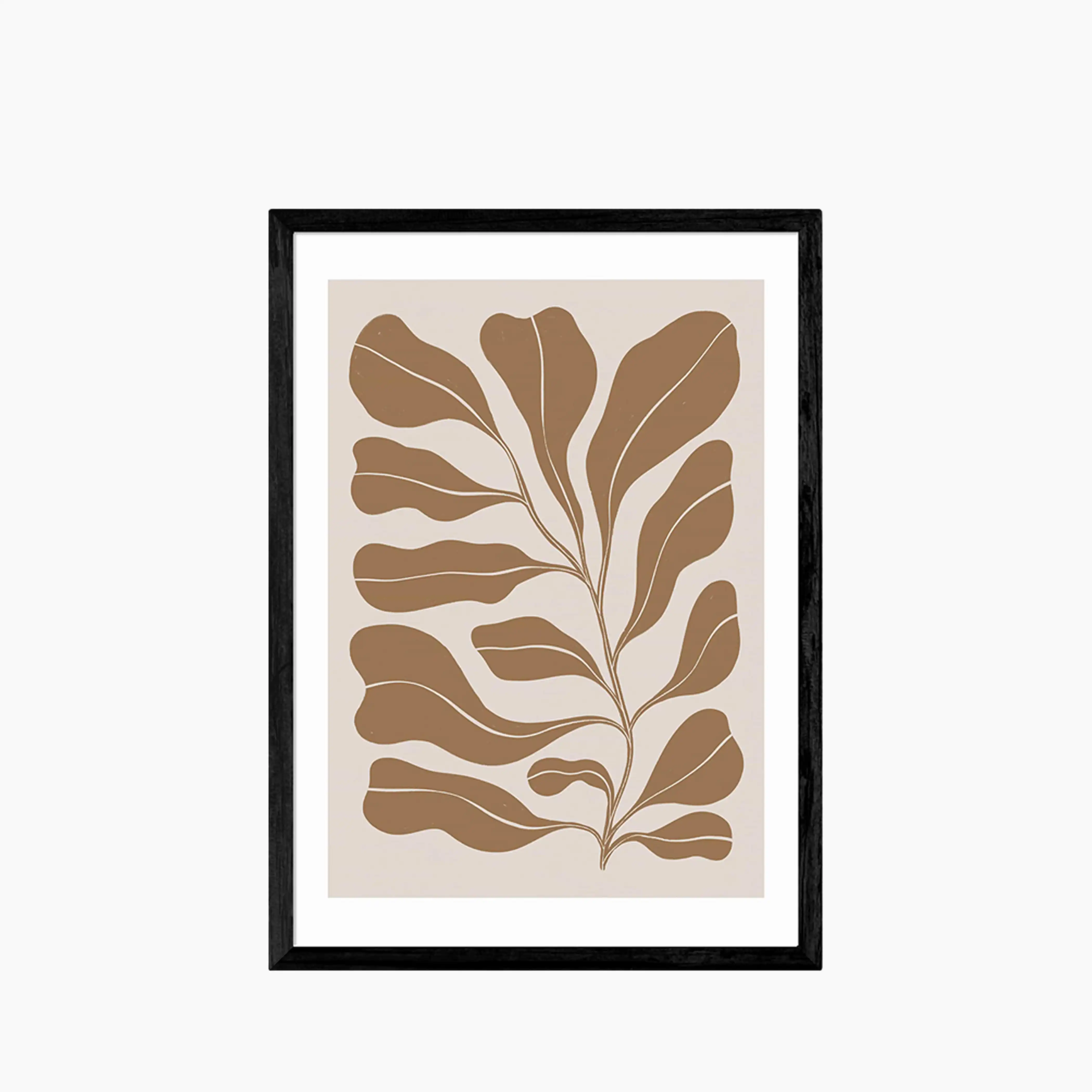 Soft Leaves On Taupe Graphic Print - Image 2