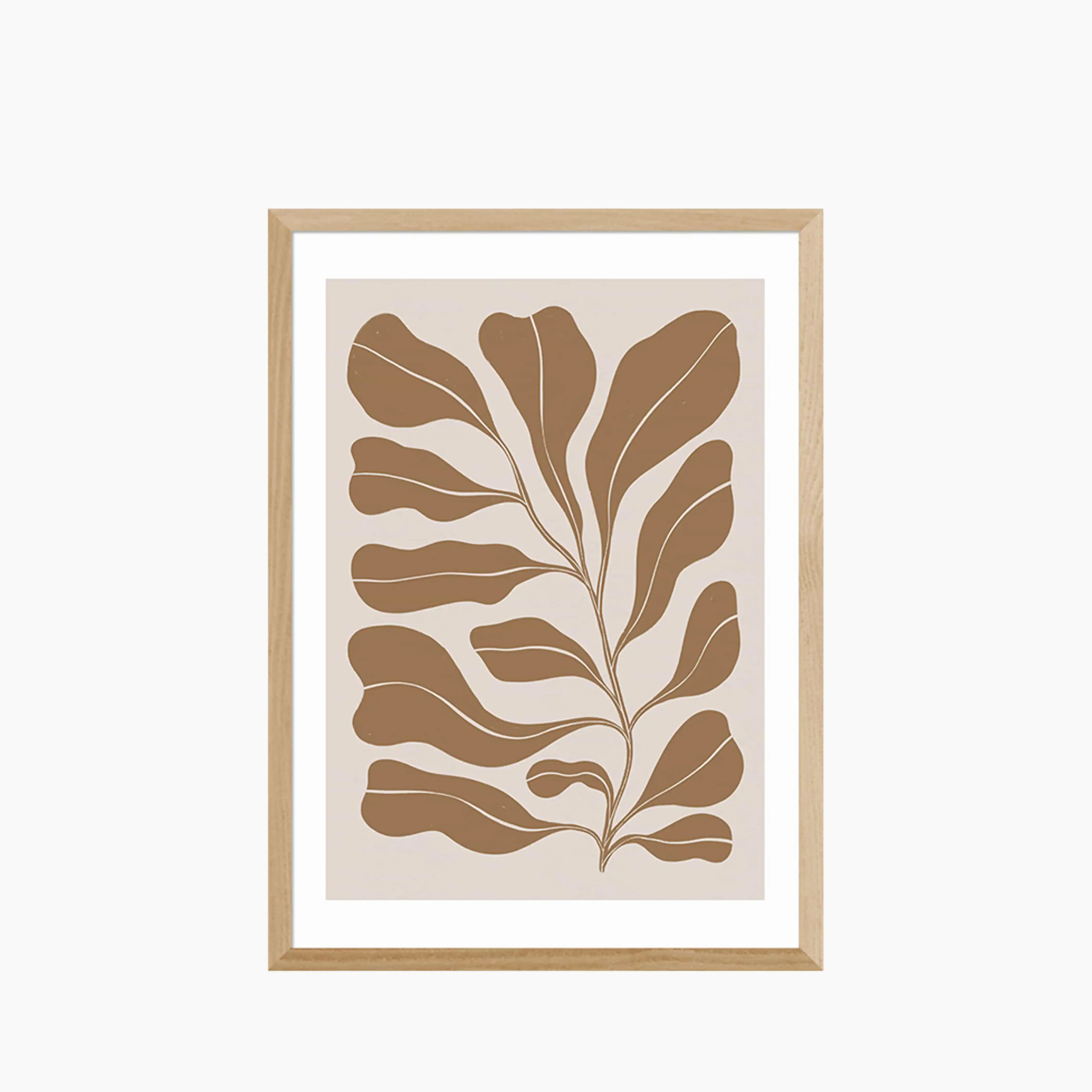 Soft Leaves On Taupe Graphic Print - Image 4