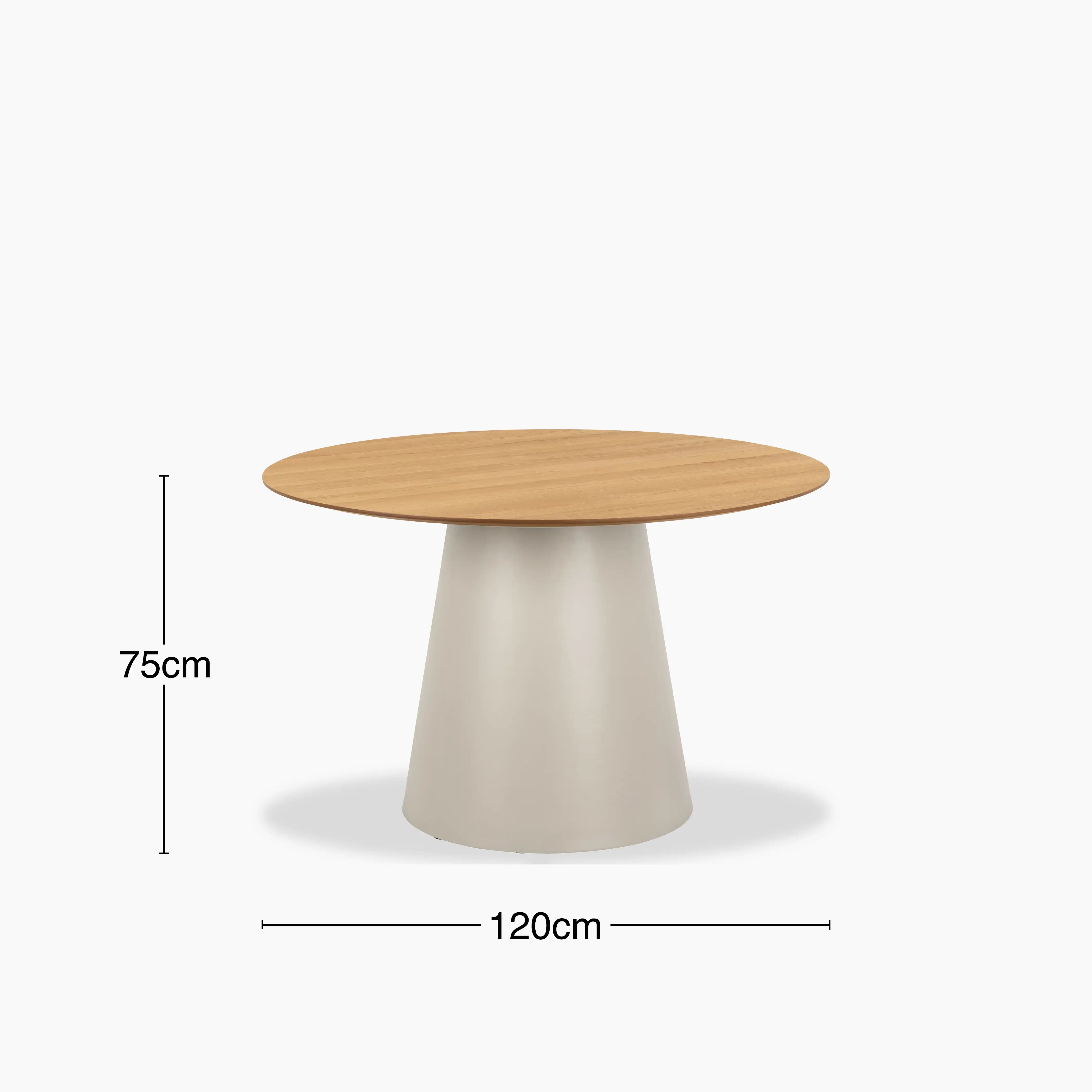 Soli 4 Seat Round Wooden Dining Table | Oak & Taupe - Image 4