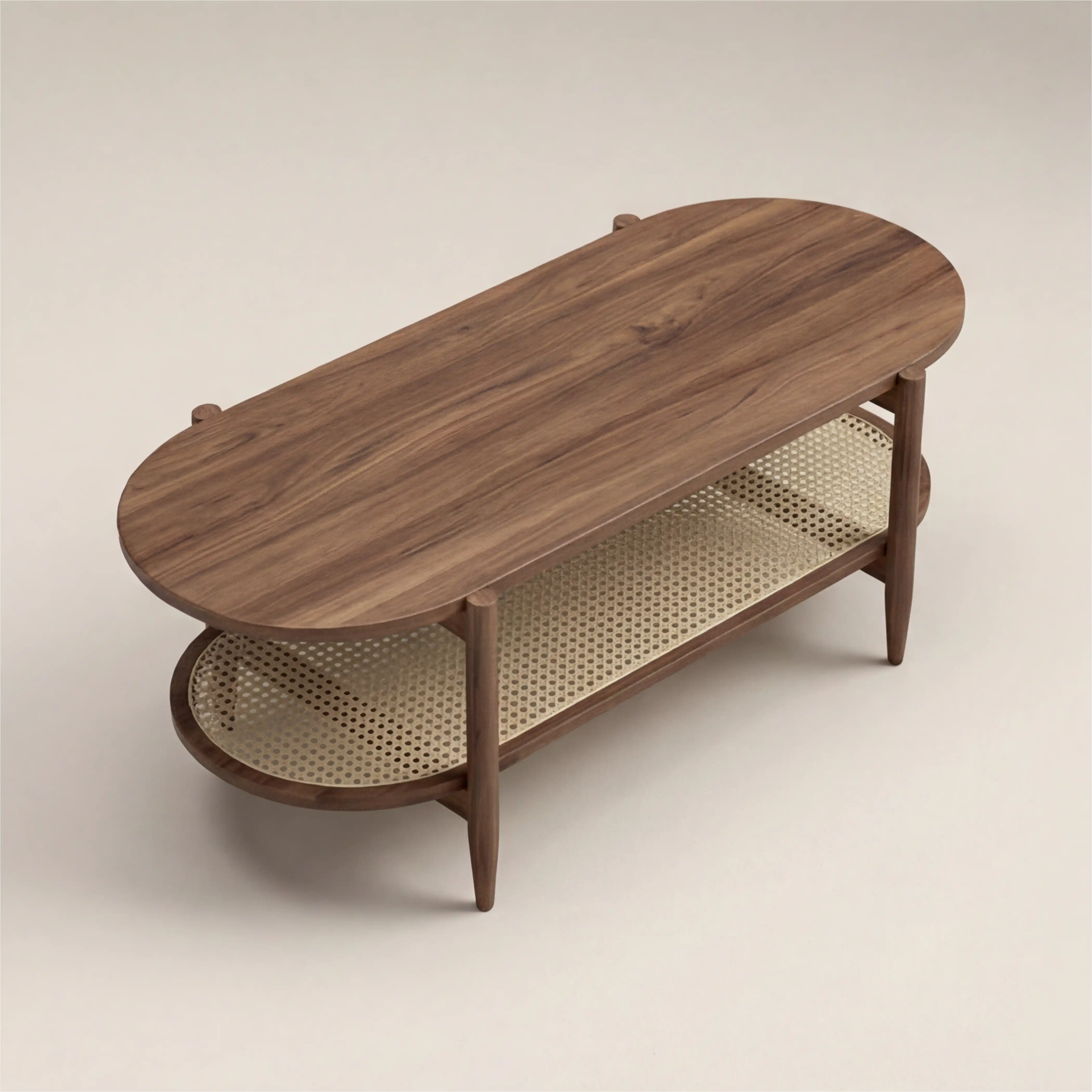 Soller Oval Wooden Coffee Table | Walnut & Natural - Image 3