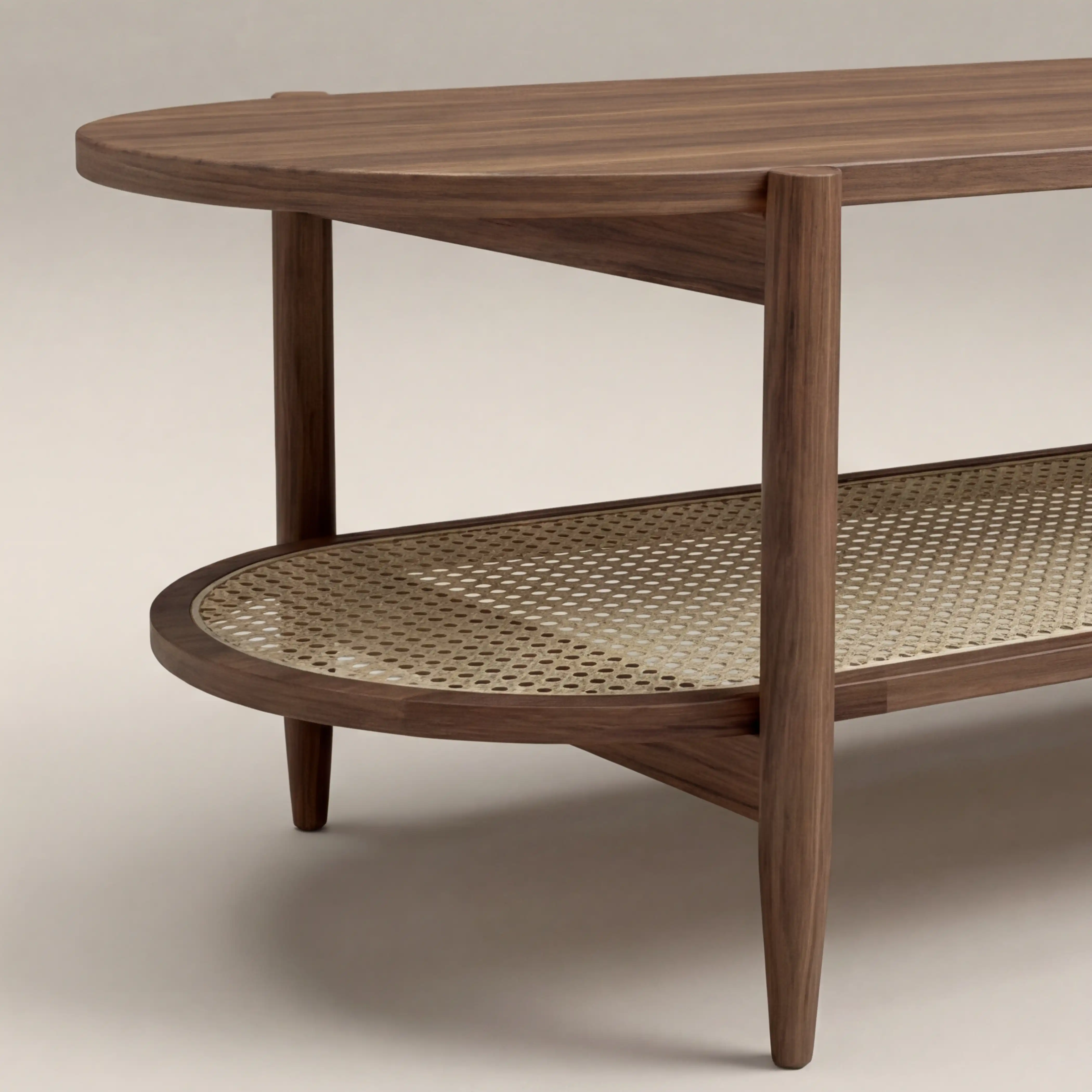 Soller Oval Wooden Coffee Table | Walnut & Natural - Image 4