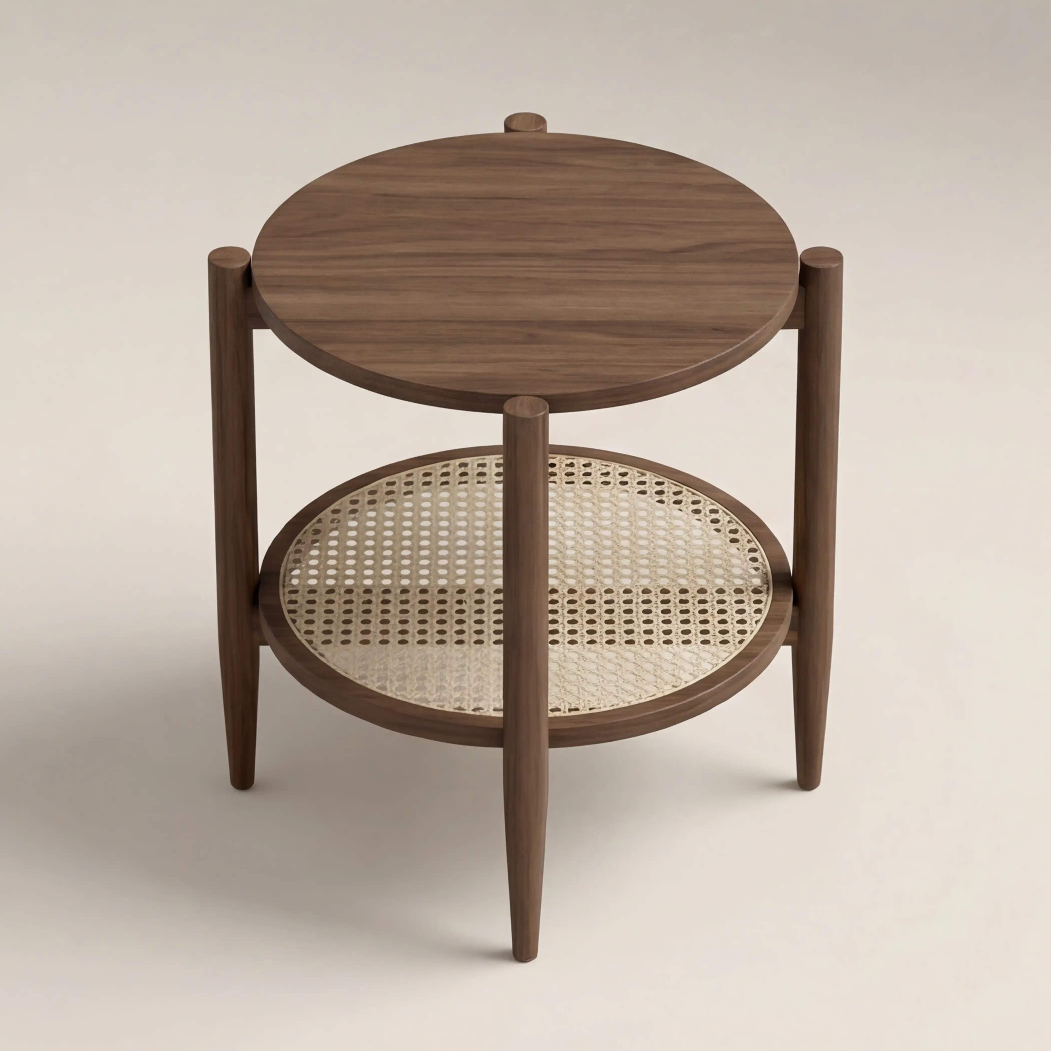 Soller Round Wooden Side Table | Walnut & Natural - Image 3
