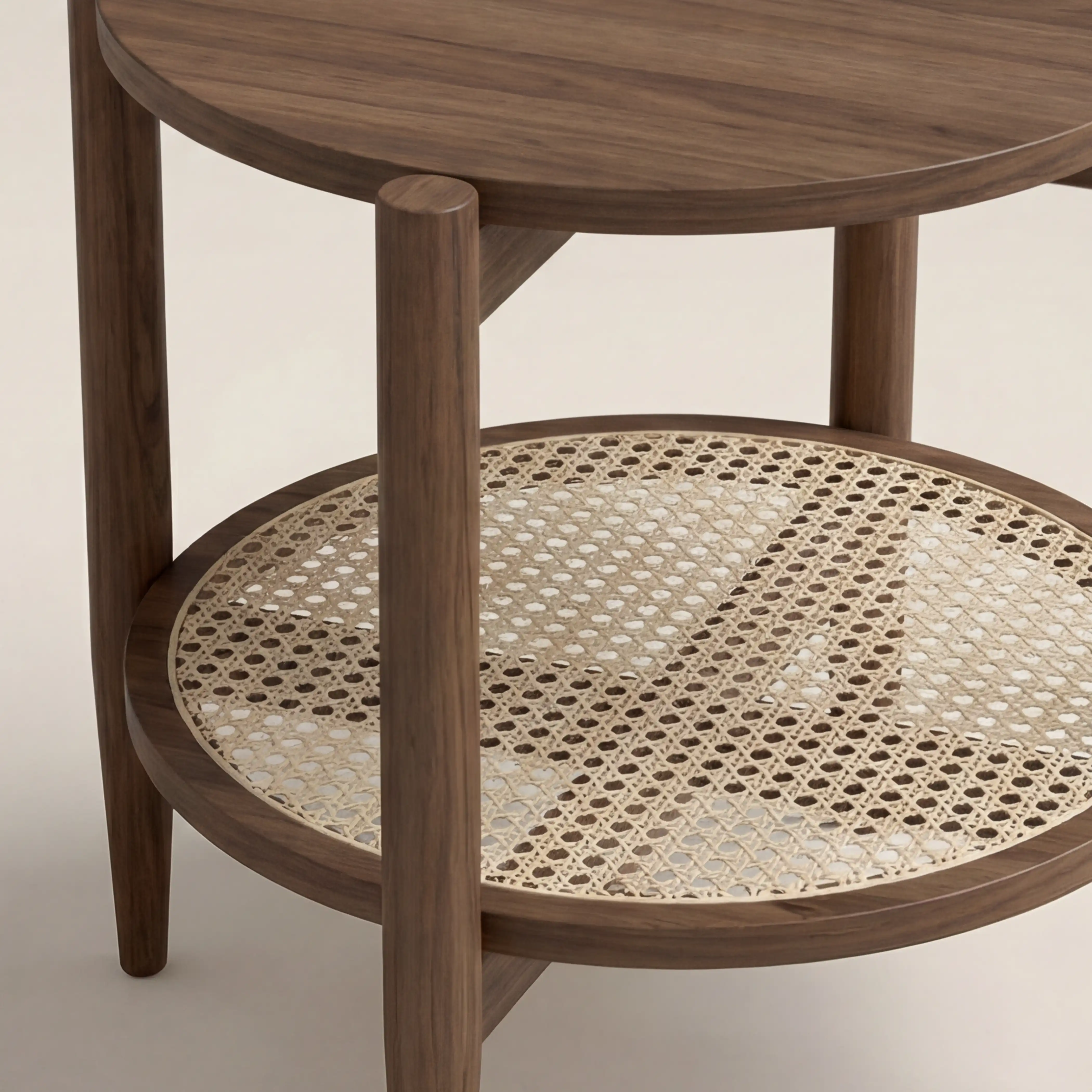 Soller Round Wooden Side Table | Walnut & Natural - Image 4