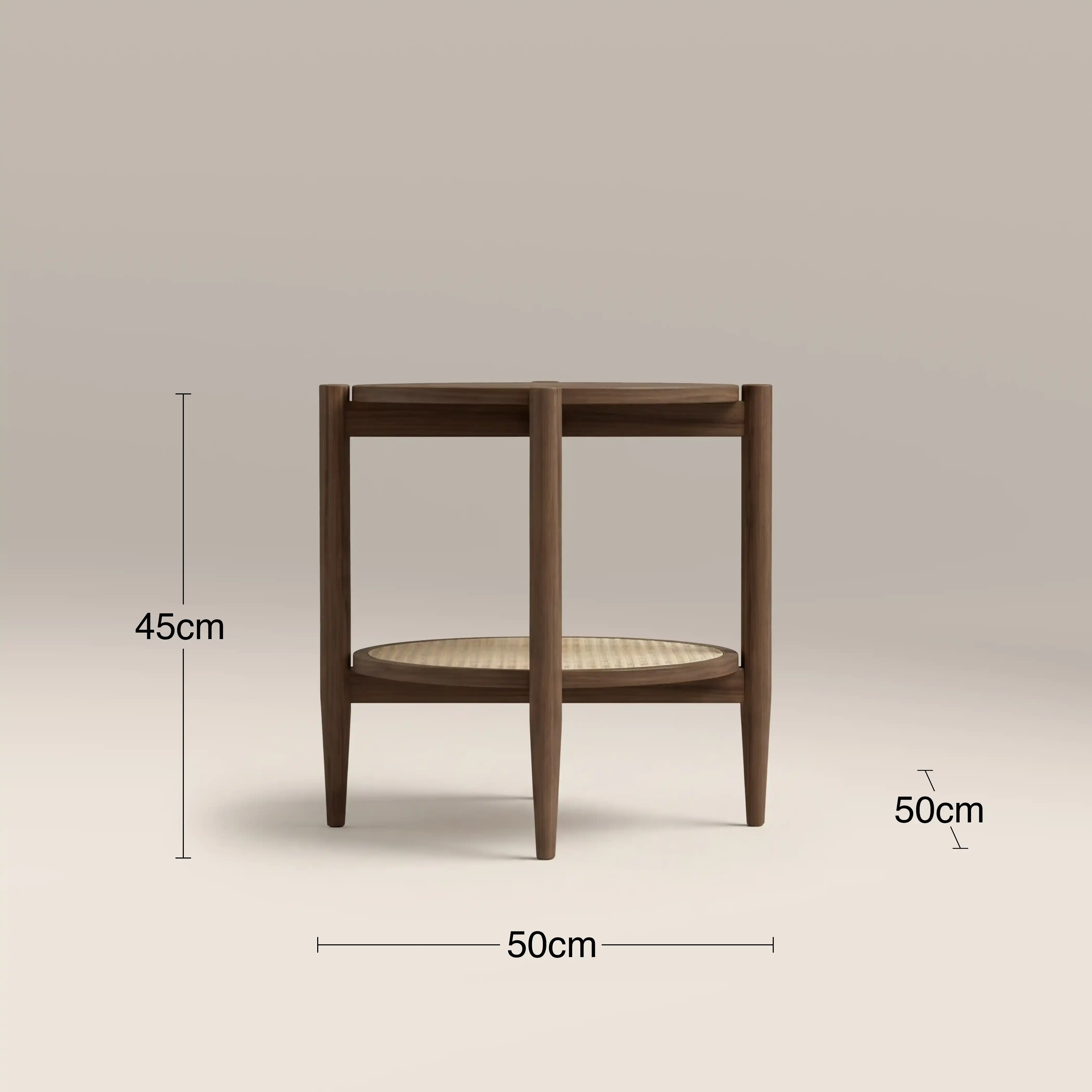 Soller Round Wooden Side Table | Walnut & Natural - Image 5
