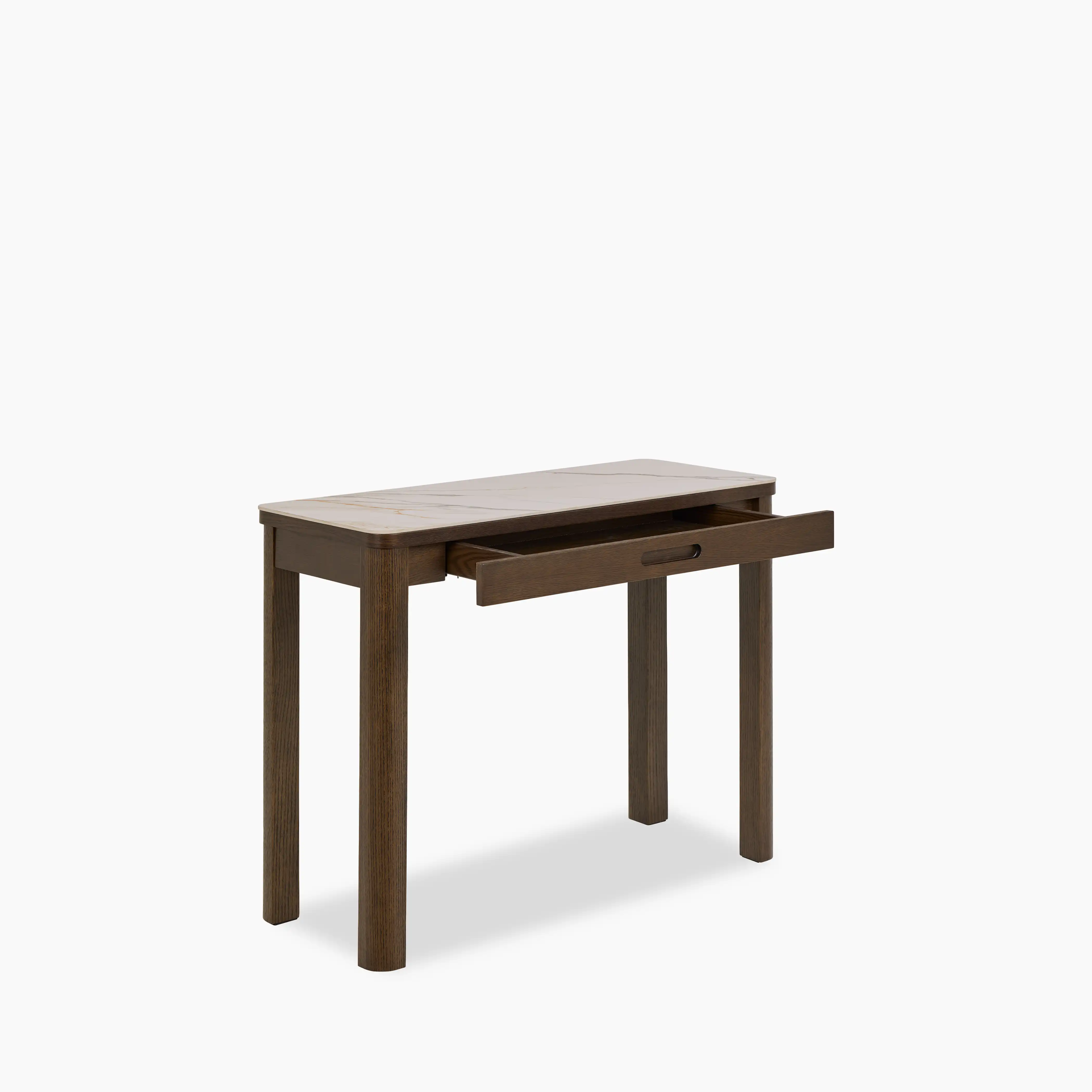 Southampton Rectangle Console Table | Ecru Ceramic & Smoked Walnut - Image 5