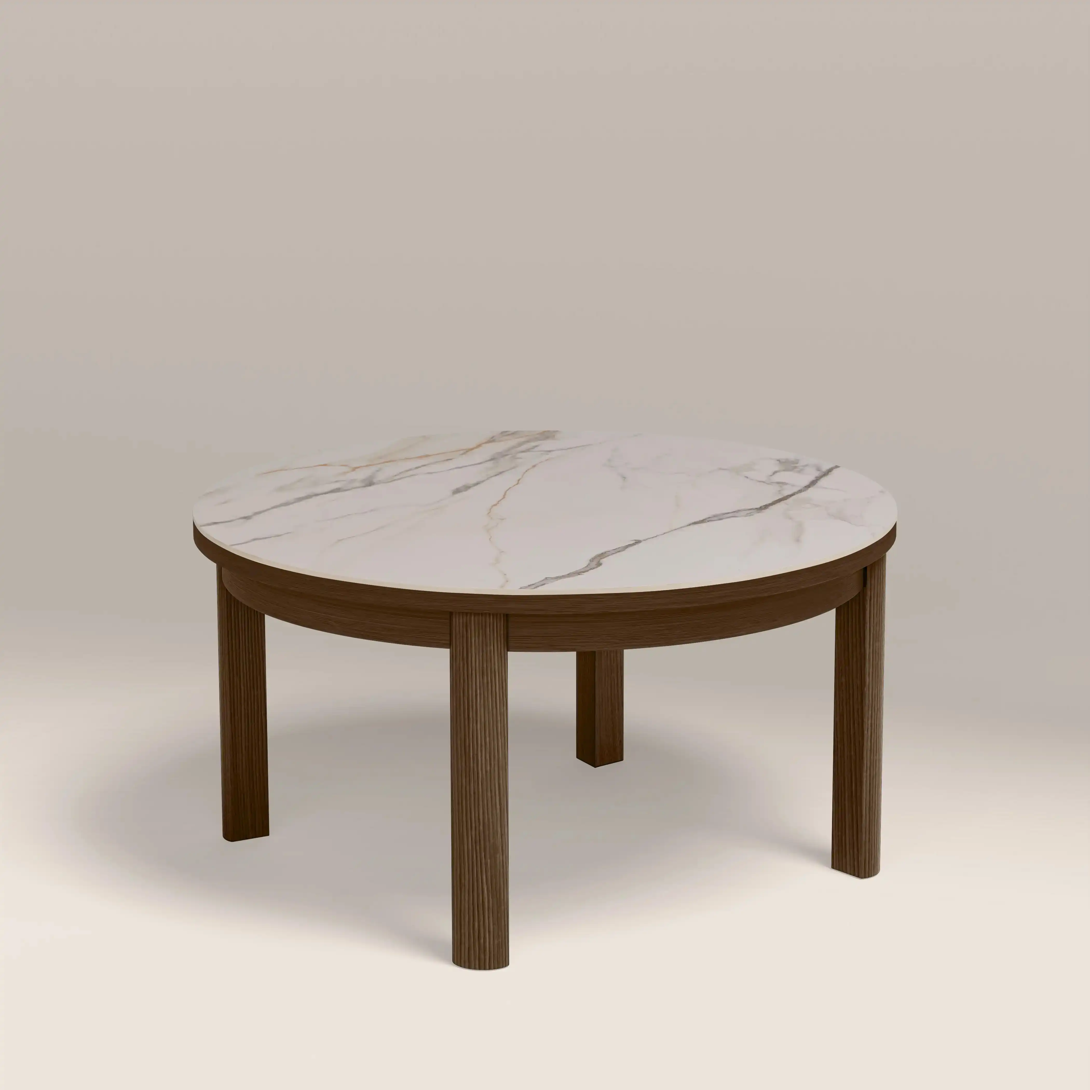Southampton Round Coffee Table | Ecru Ceramic & Smoked Walnut - Image 2