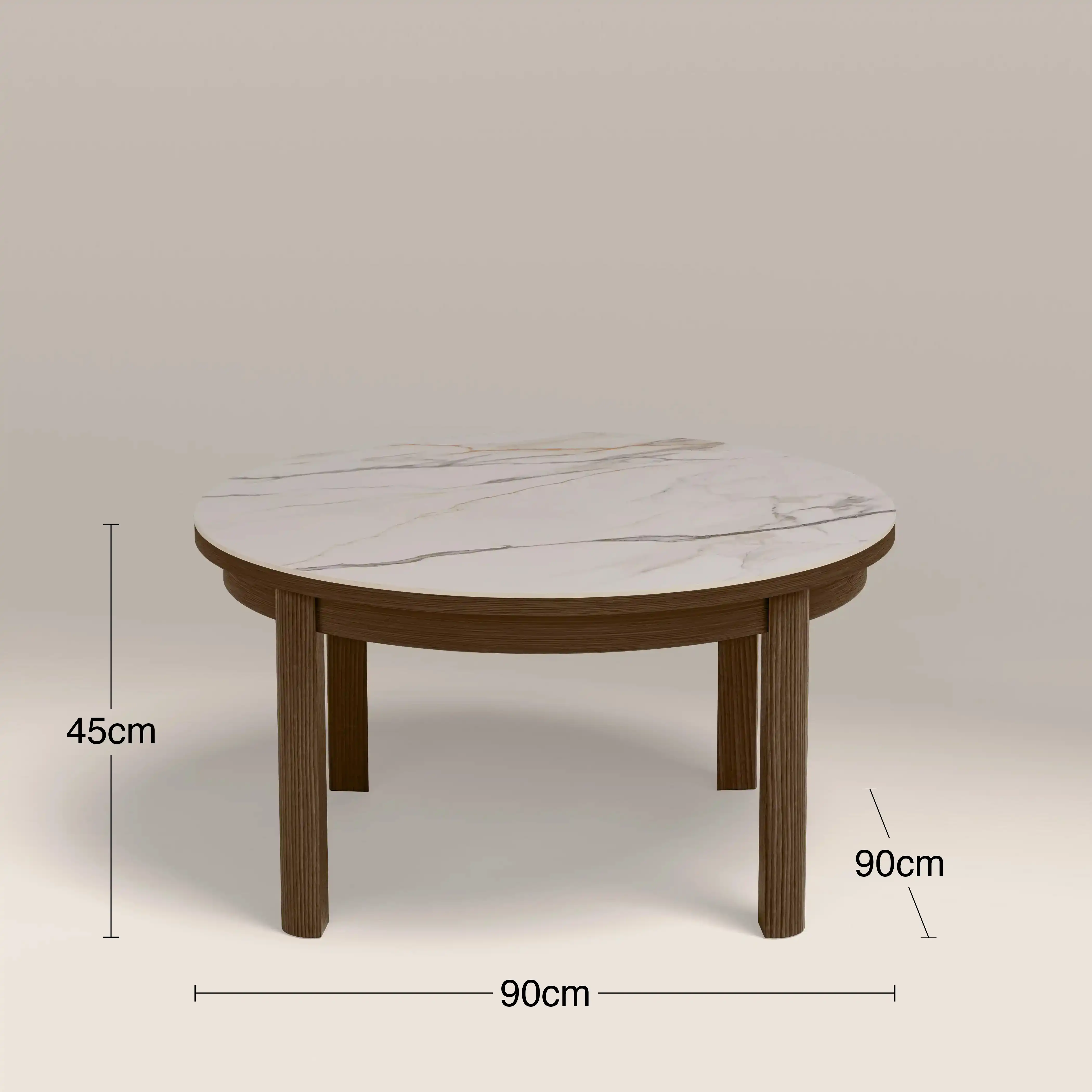 Southampton Round Coffee Table | Ecru Ceramic & Smoked Walnut - Image 4