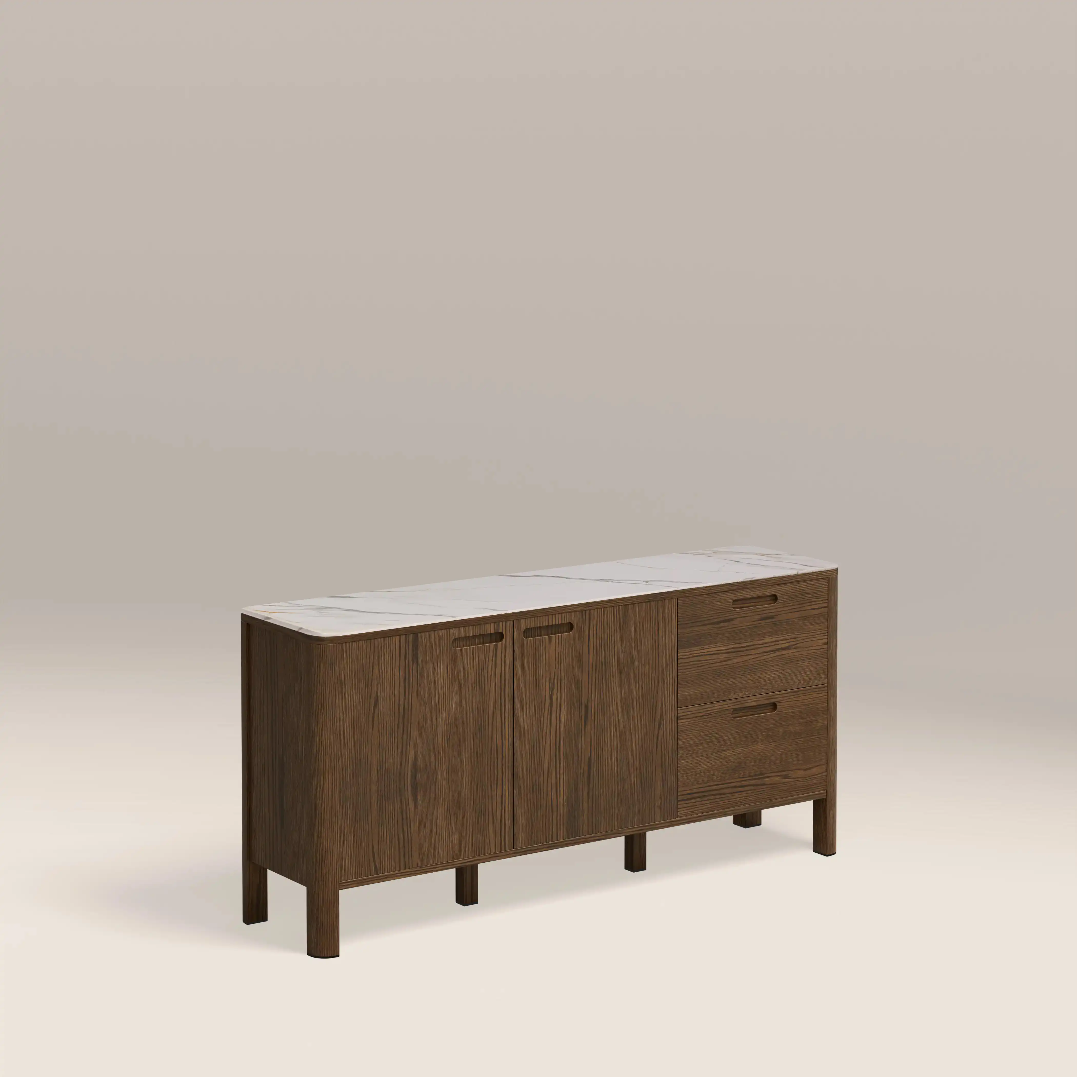 Southampton Wooden Sideboard | Ecru Ceramic & Smoked Walnut - Image 2