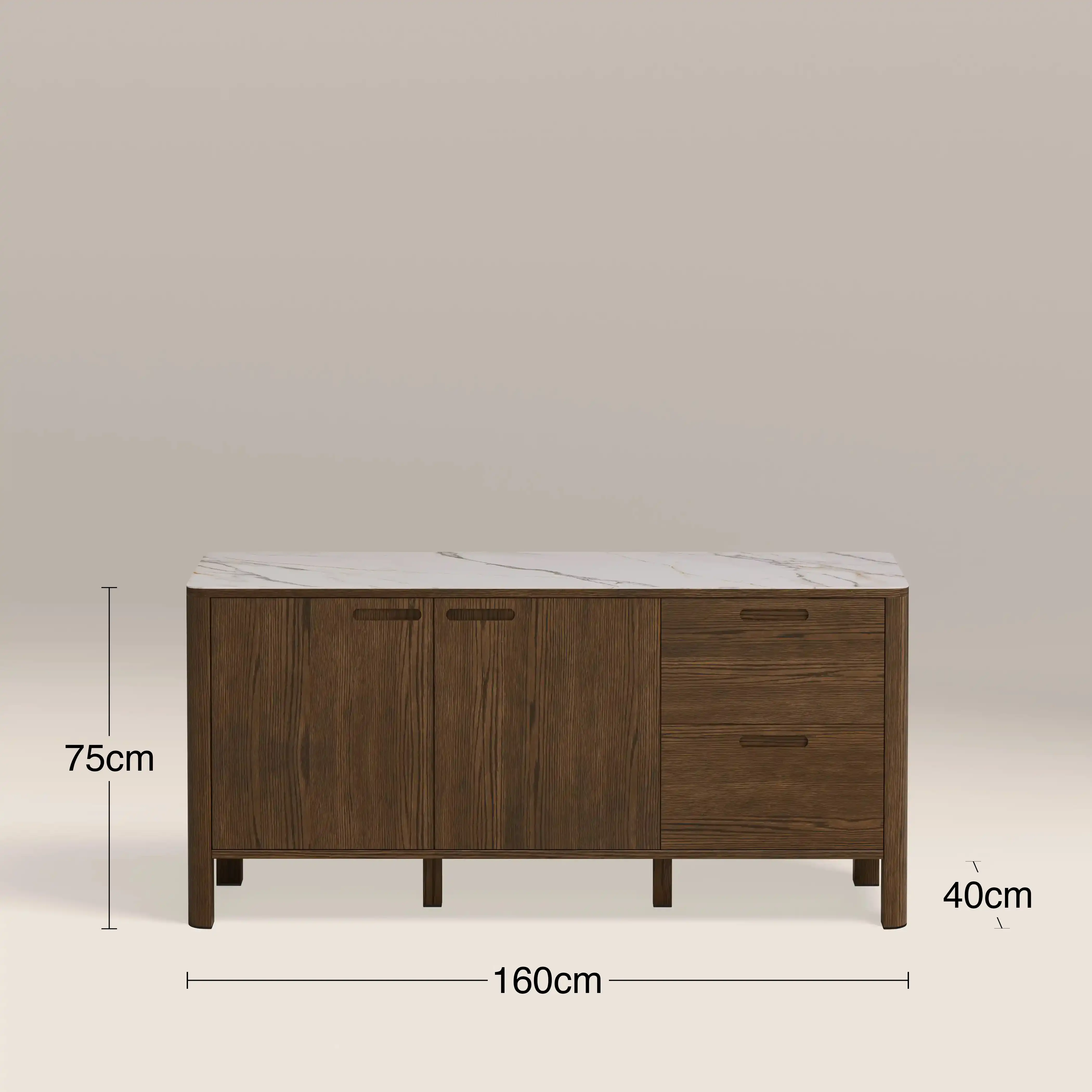 Southampton Wooden Sideboard | Ecru Ceramic & Smoked Walnut - Image 5