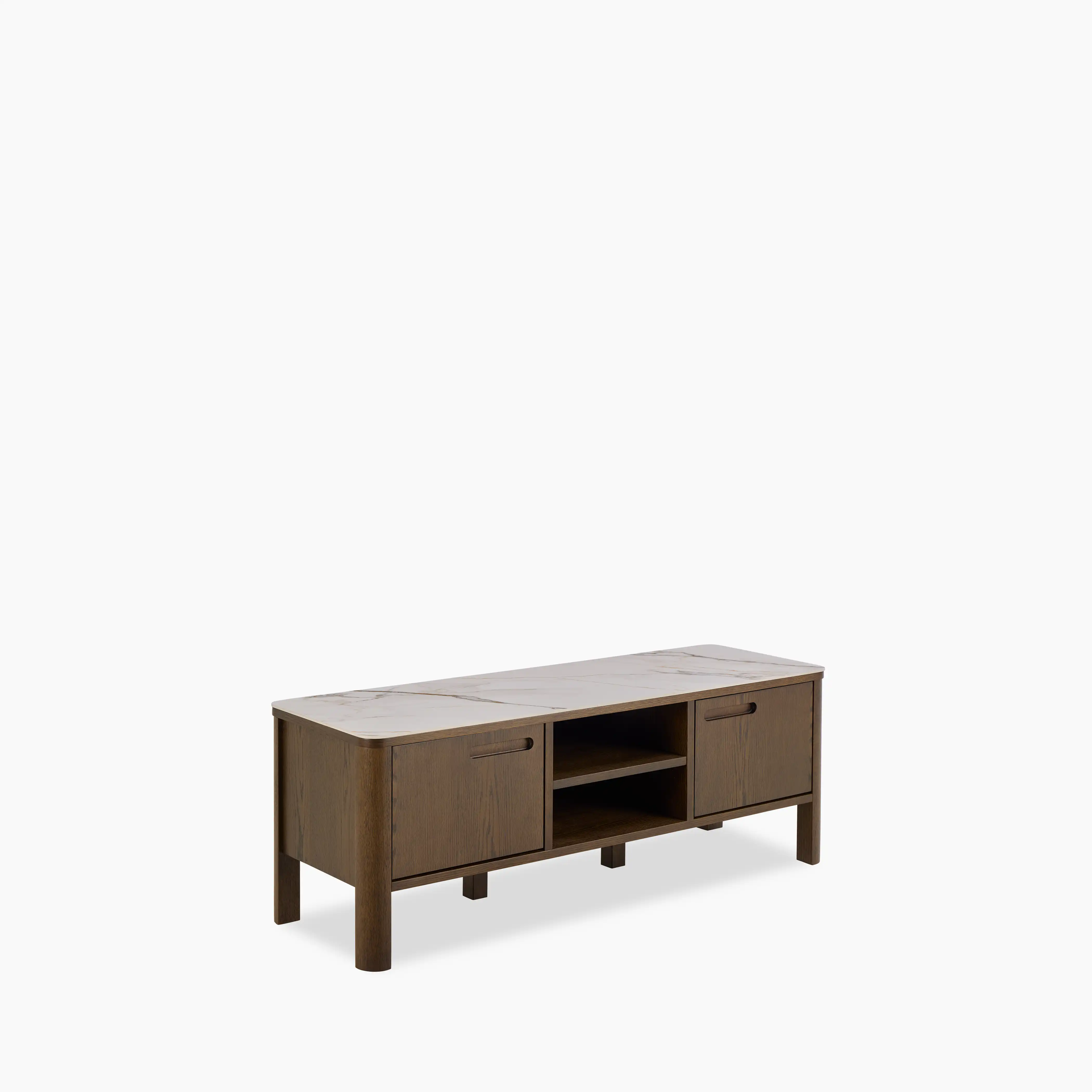 Southampton Wooden TV Stand | Ecru Ceramic & Smoked Walnut - Image 2