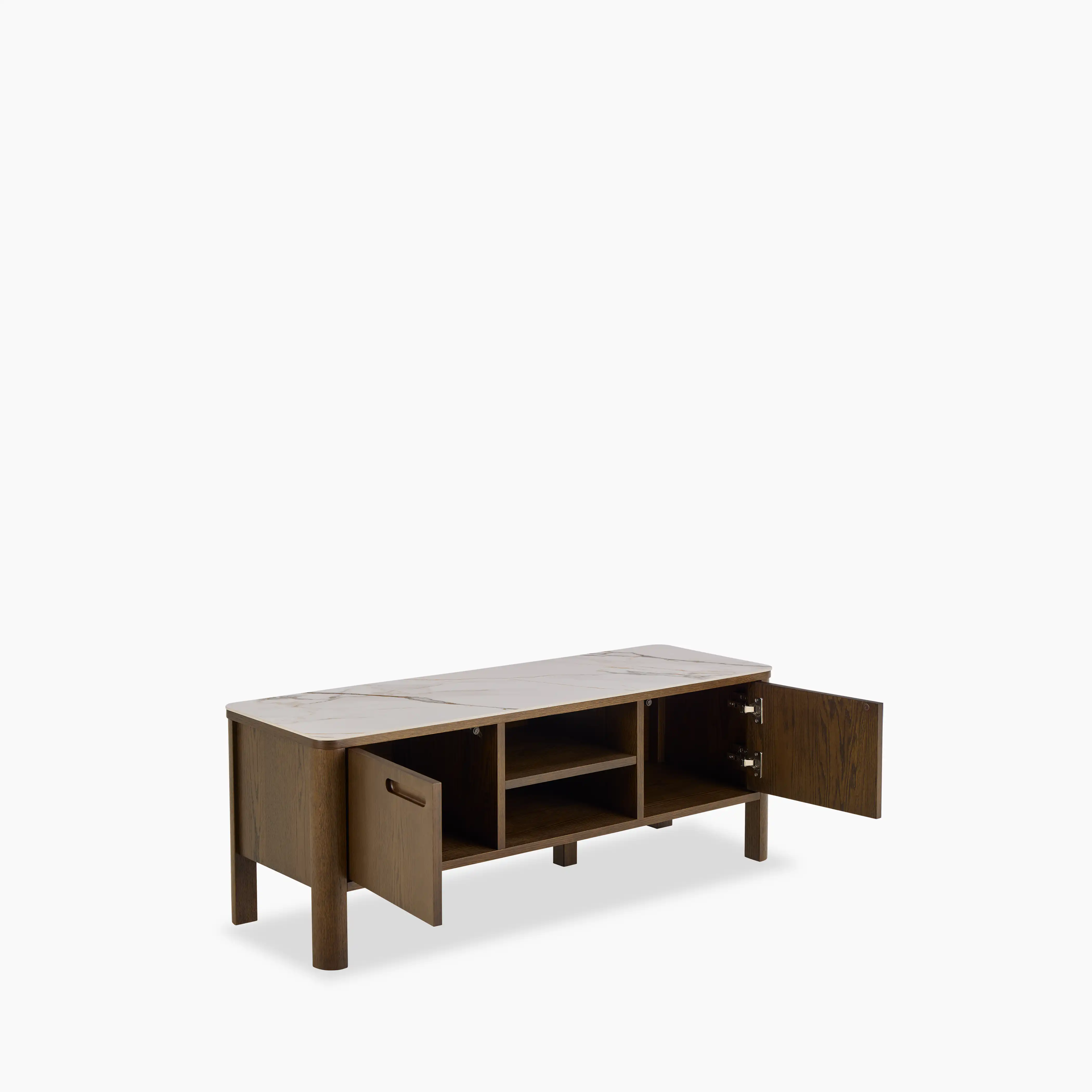 Southampton Wooden TV Stand | Ecru Ceramic & Smoked Walnut - Image 5