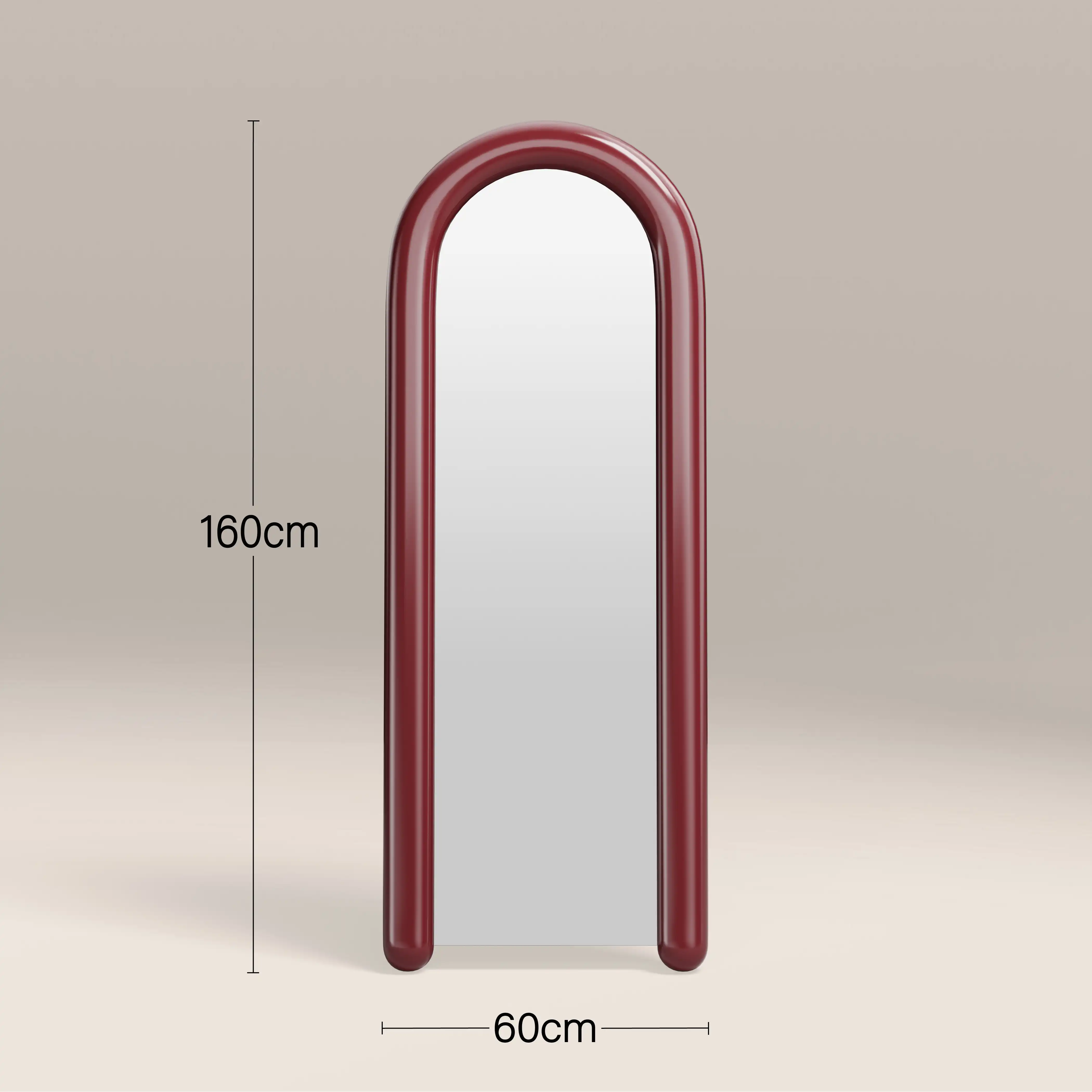 Spencer Full Length Floor Mirror, 160 x 60 cm | High Gloss Burgundy - Image 3