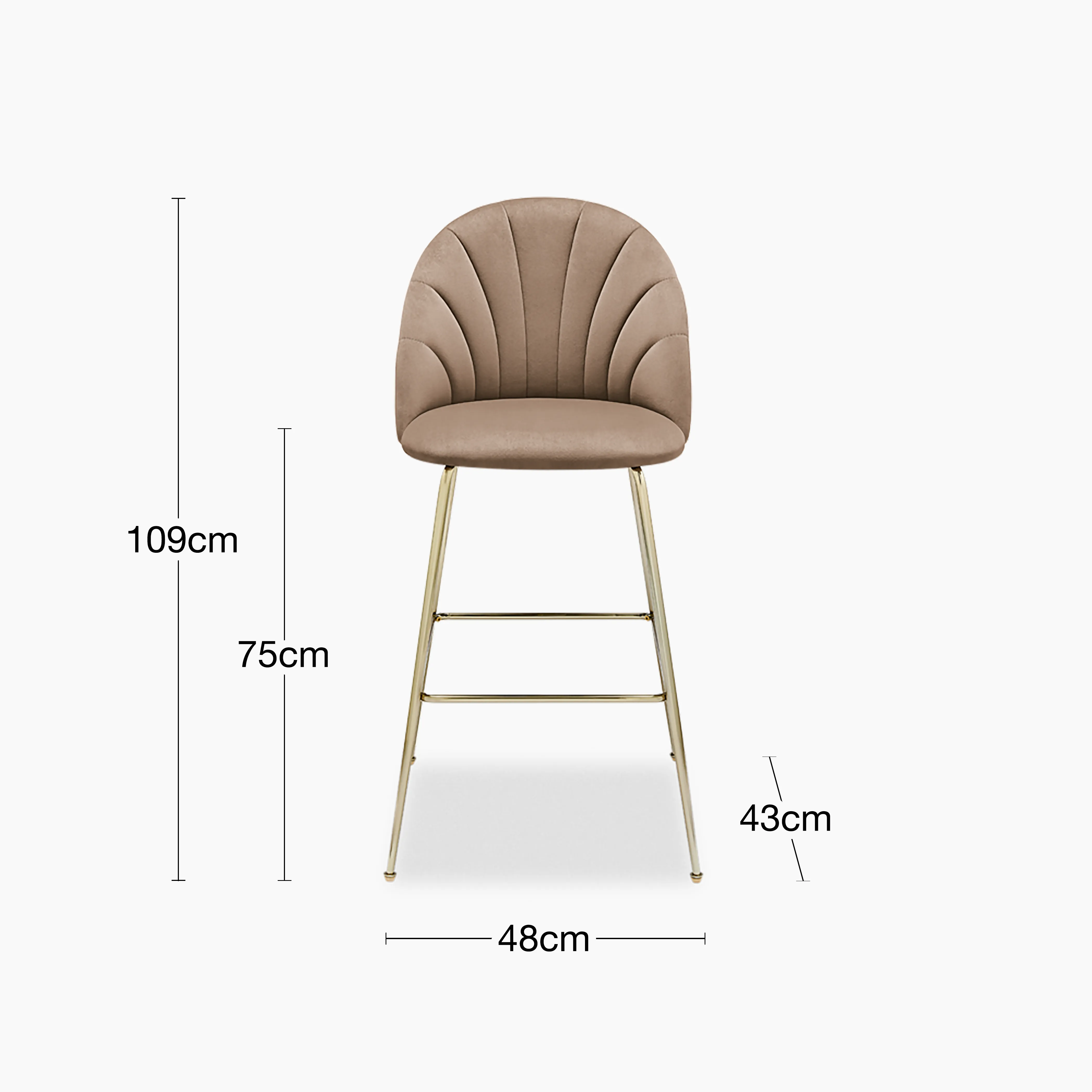 Sylvia Bar Stool | Taupe Sustainable Velvet - Image 7