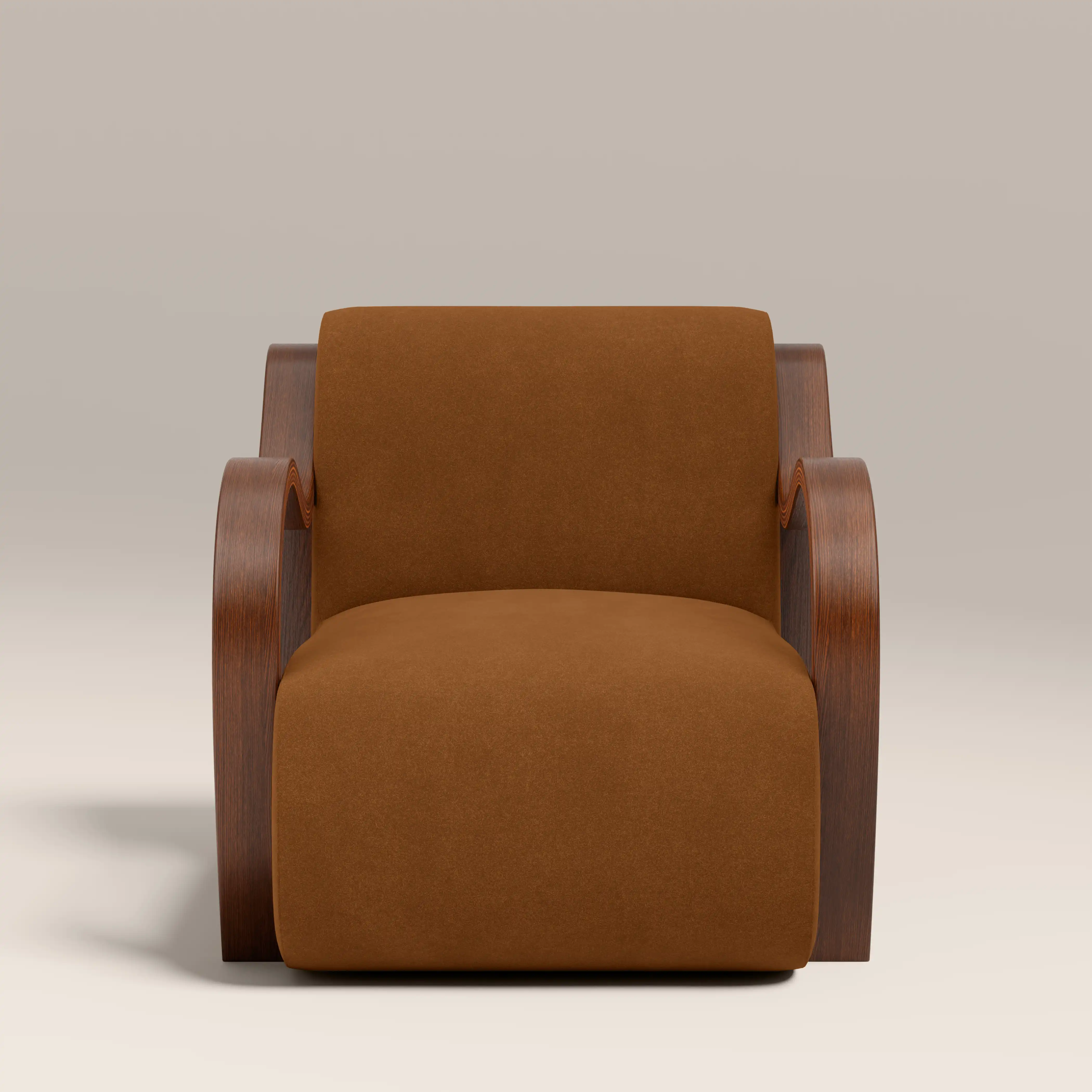 Talie Accent Chair | Caramel Brown Sustainable Mohair Velvet & Walnut - Image 3