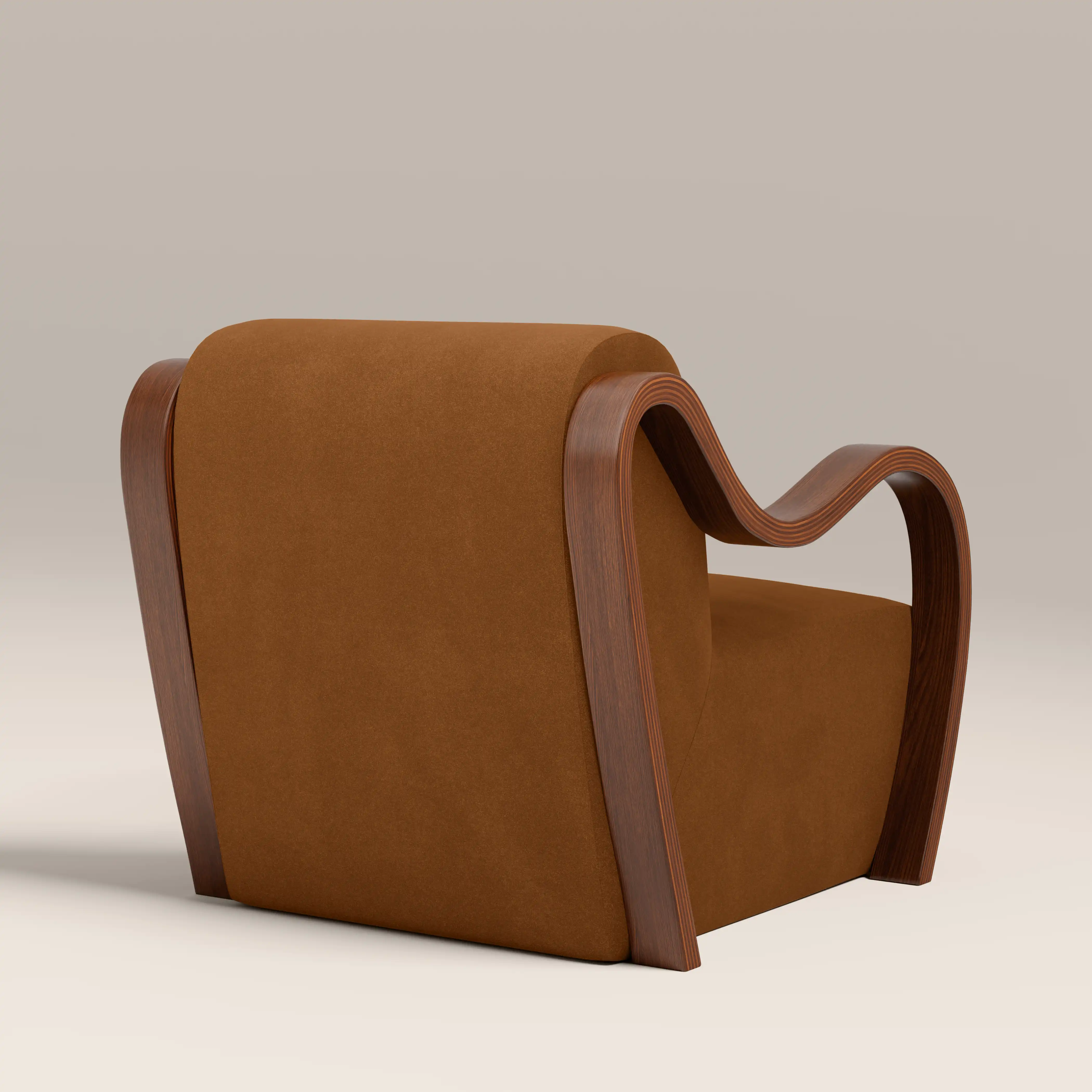 Talie Accent Chair | Caramel Brown Sustainable Mohair Velvet & Walnut - Image 6