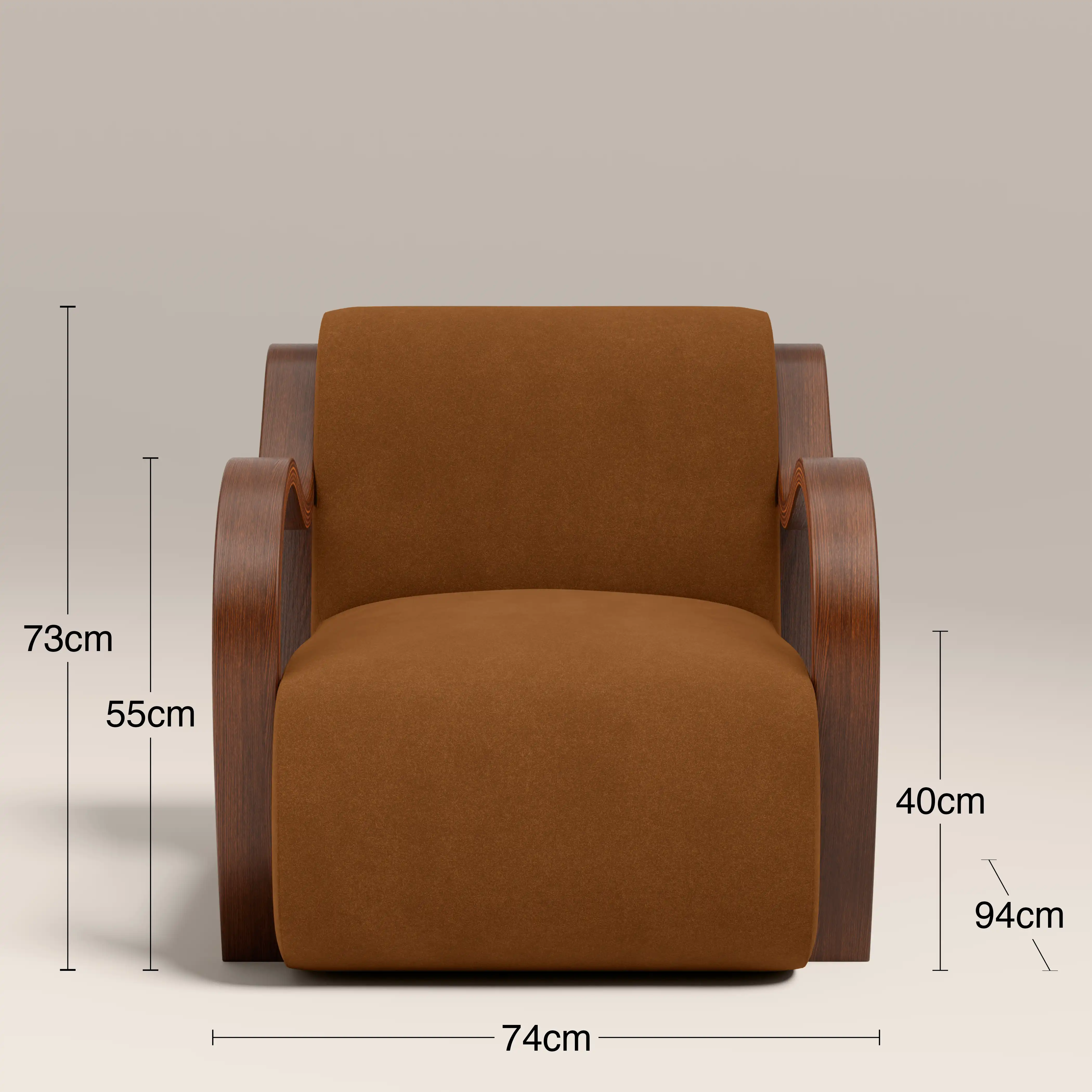 Talie Accent Chair | Caramel Brown Sustainable Mohair Velvet & Walnut - Image 8