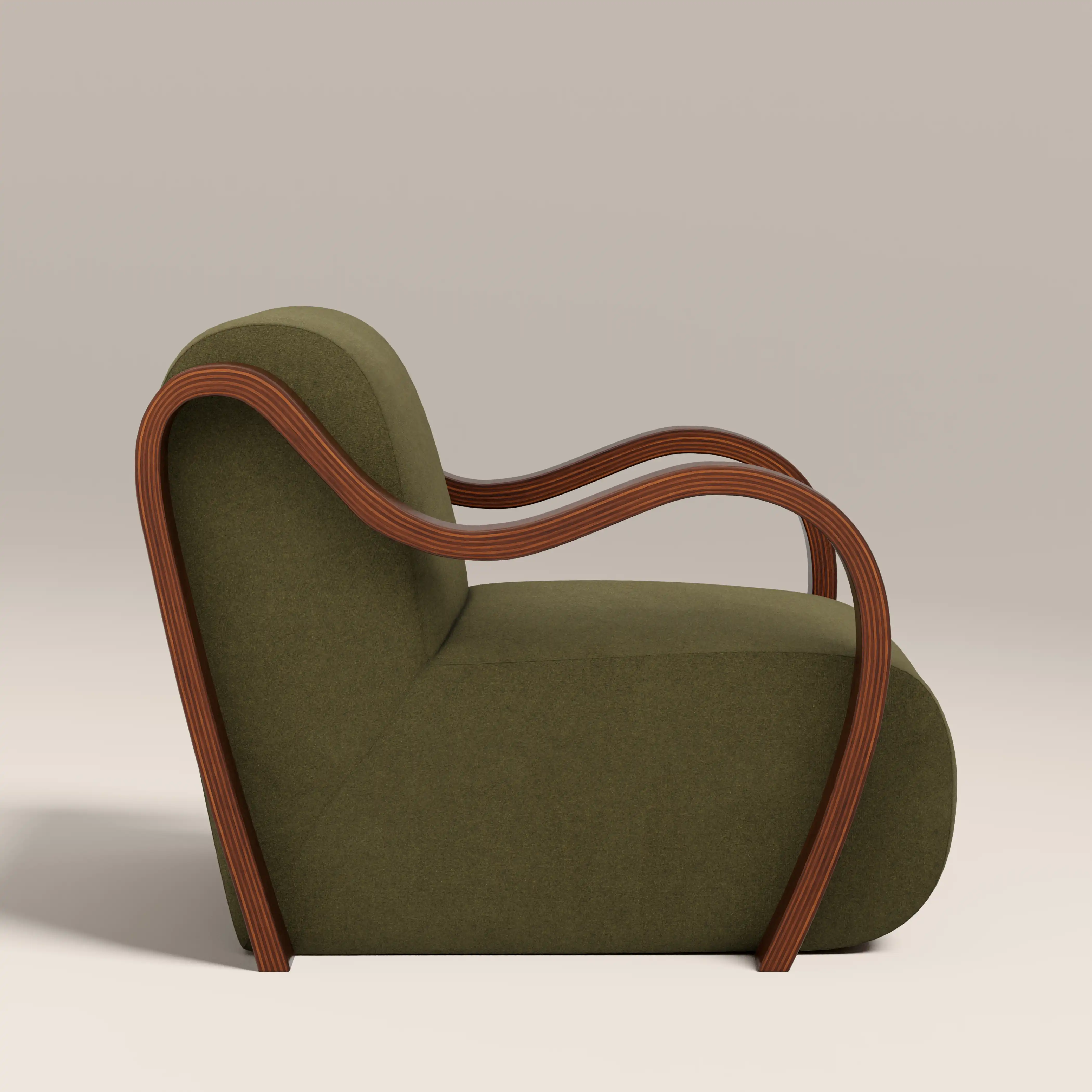 Talie Accent Chair | Moss Green Sustainable Mohair Velvet & Walnut - Image 5