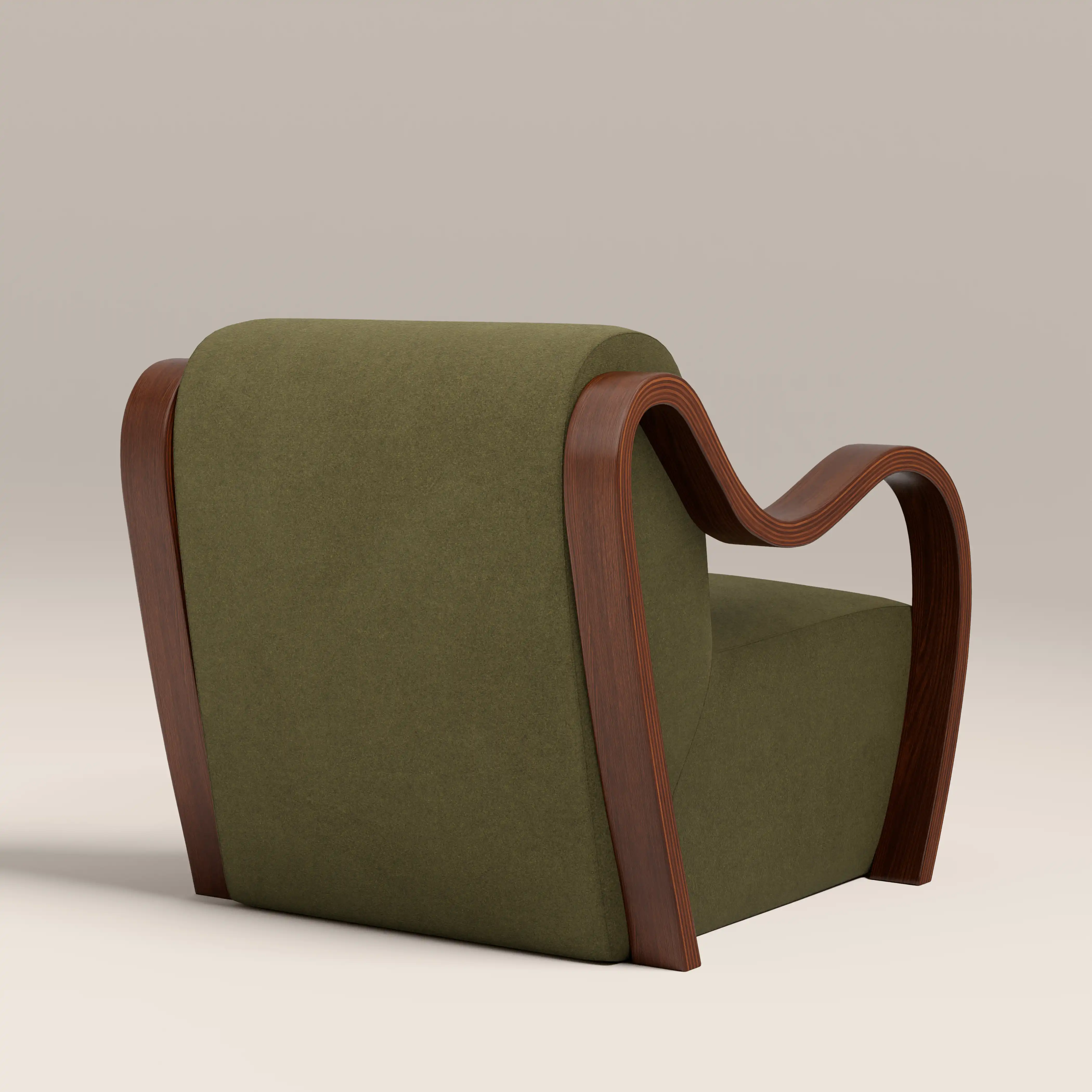 Talie Accent Chair | Moss Green Sustainable Mohair Velvet & Walnut - Image 6