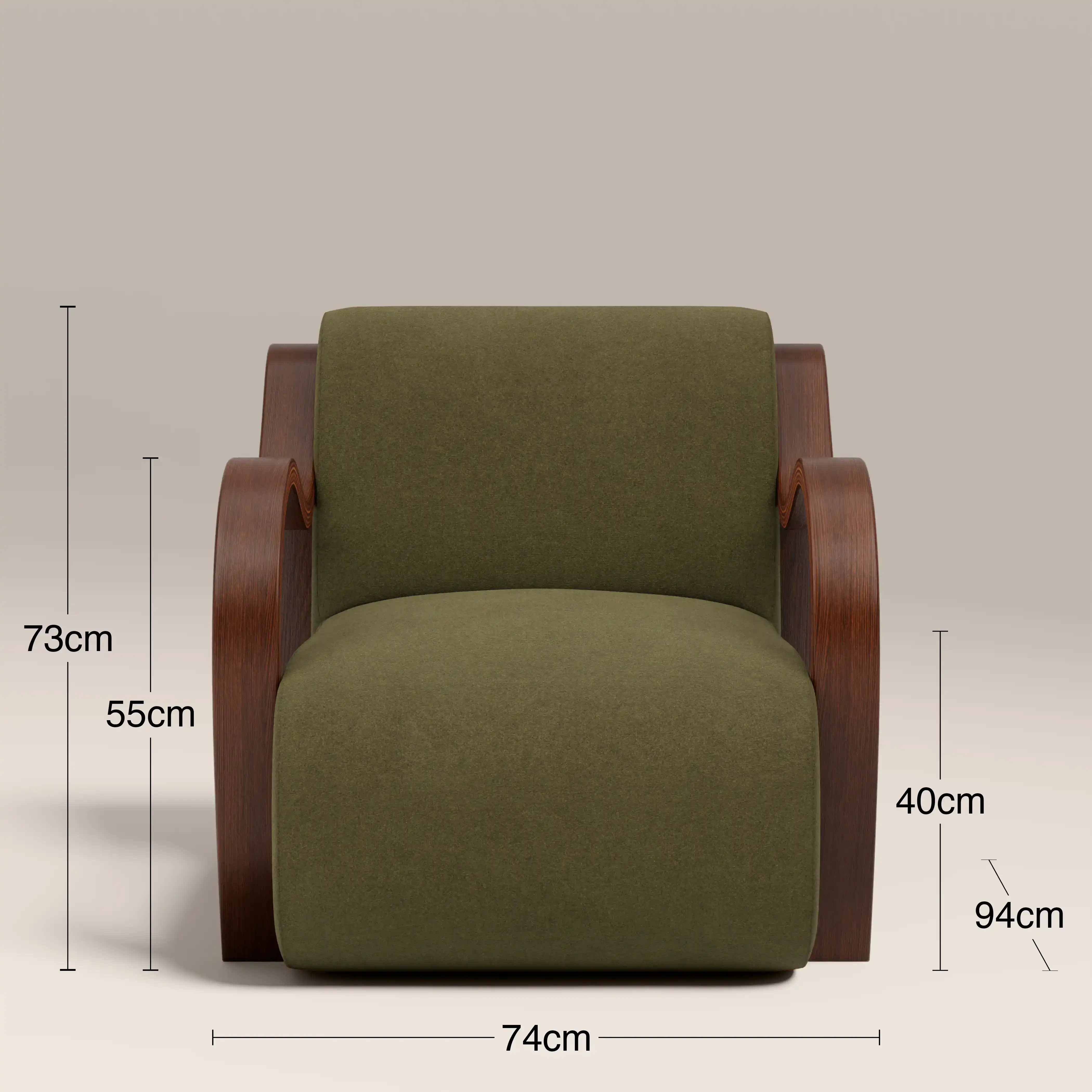 Talie Accent Chair | Moss Green Sustainable Mohair Velvet & Walnut - Image 8