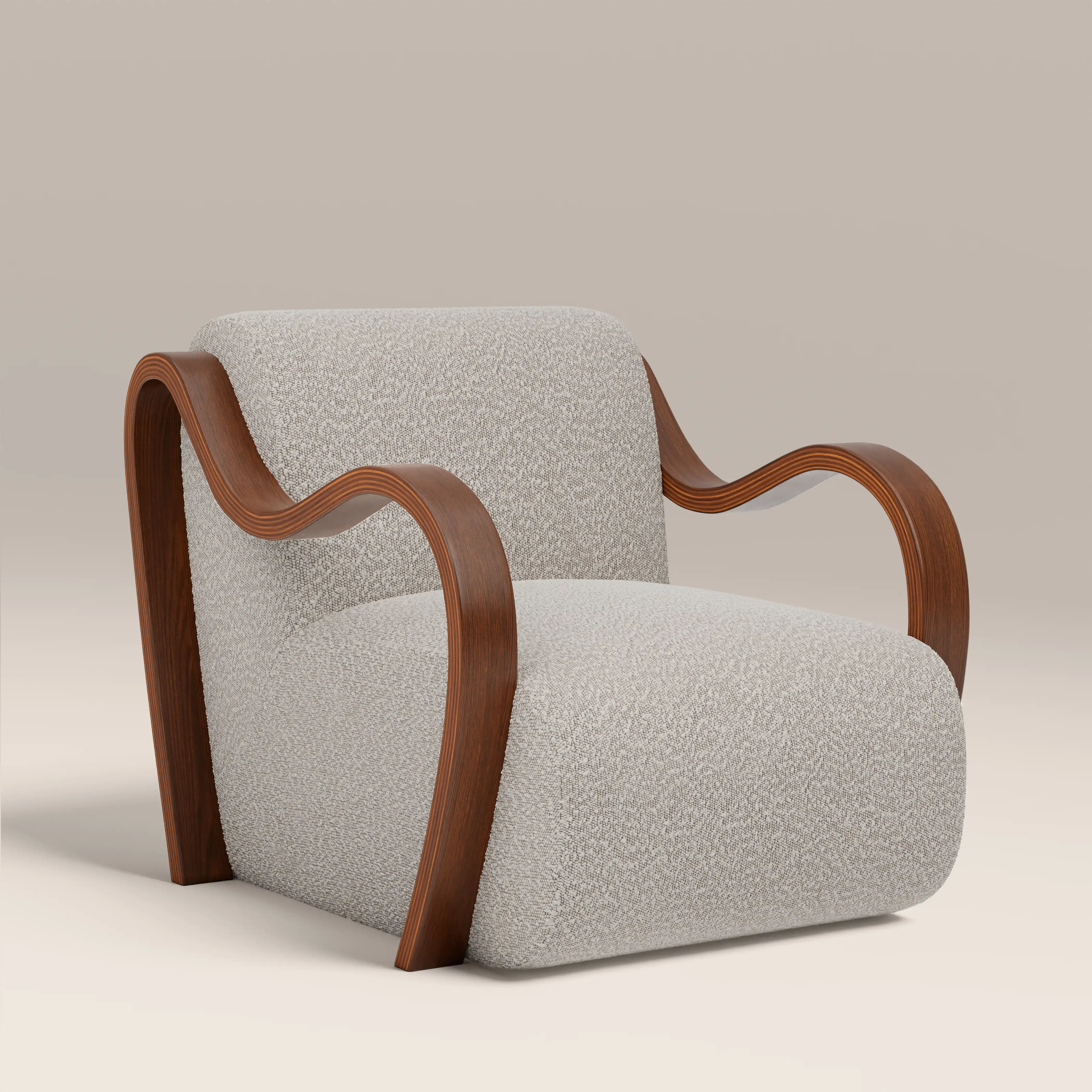 Talie Accent Chair | Speckled Stone Sustainable Boucle & Walnut - Image 2