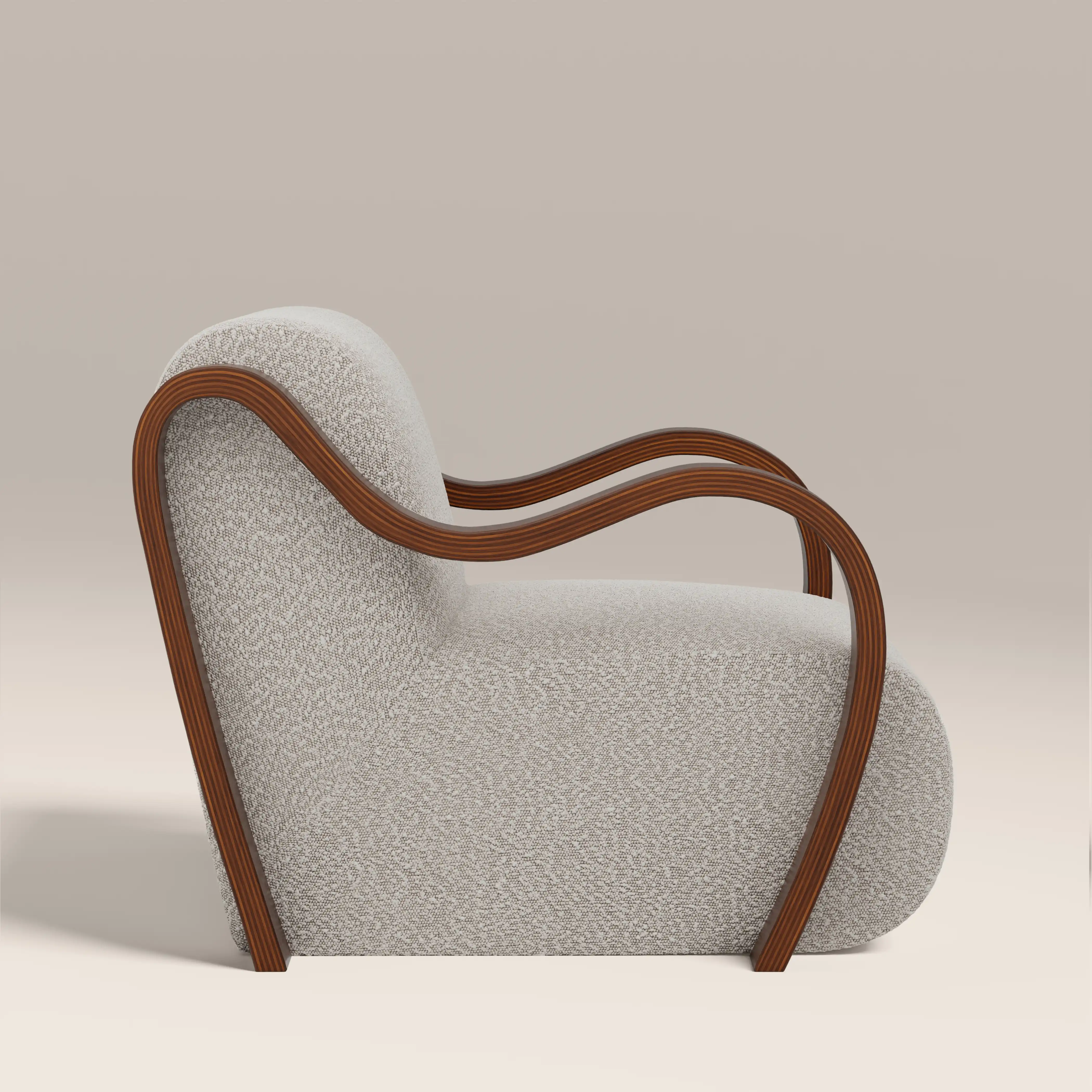 Talie Accent Chair | Speckled Stone Sustainable Boucle & Walnut - Image 5