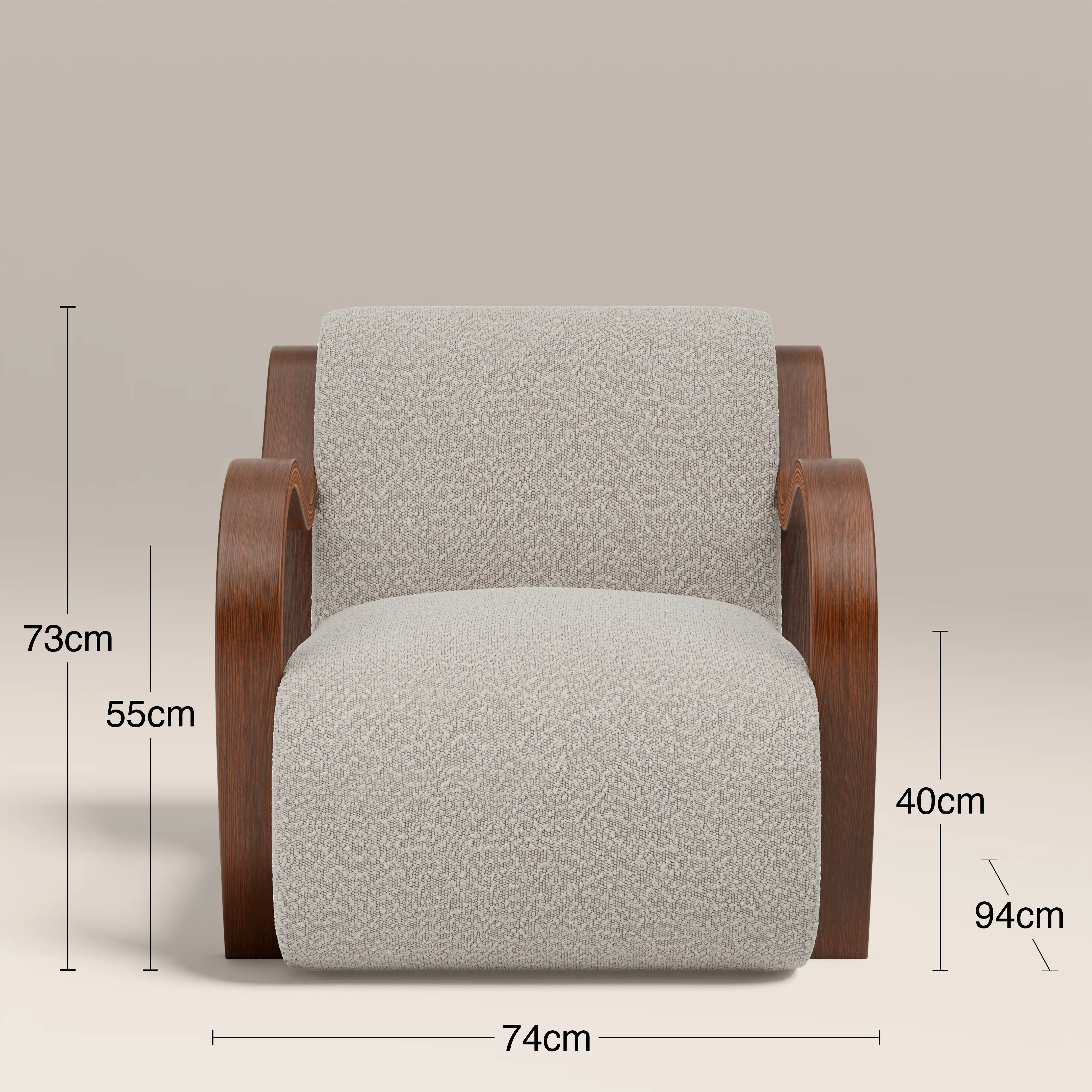 Talie Accent Chair | Speckled Stone Sustainable Boucle & Walnut - Image 8