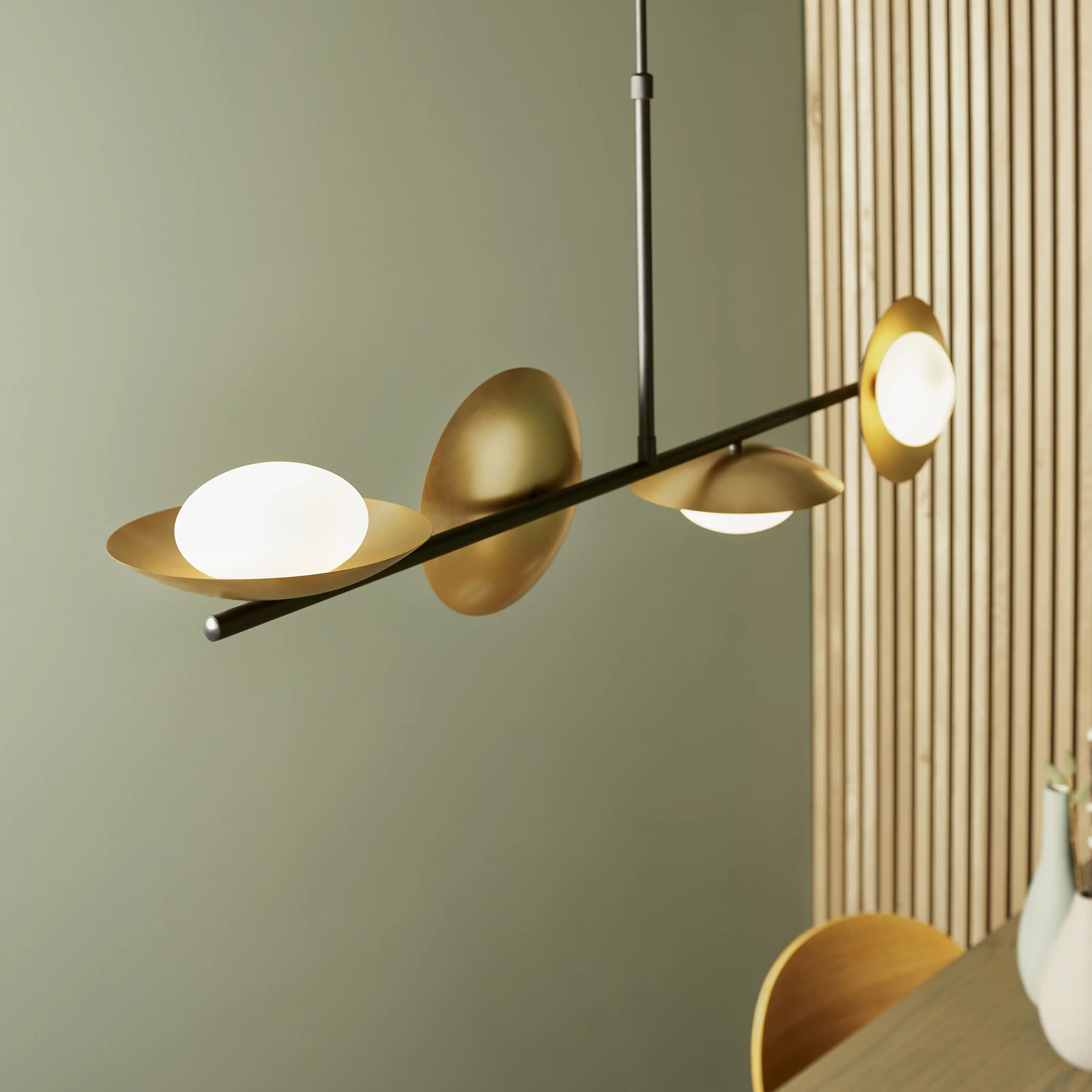 Temuka 4 Light Pendant Light | Brass & Black - Image 3