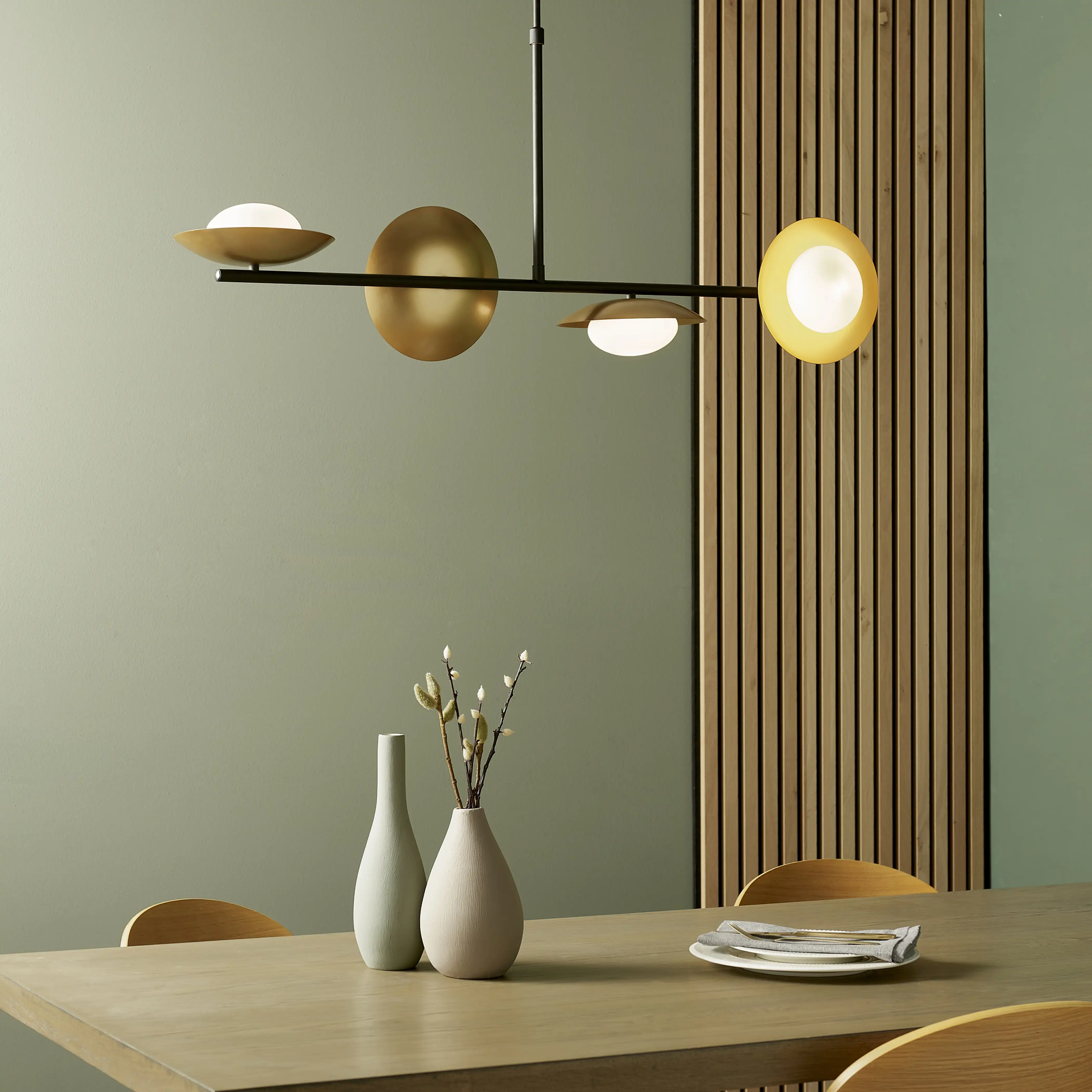 Temuka 4 Light Pendant Light | Brass & Black - Image 5