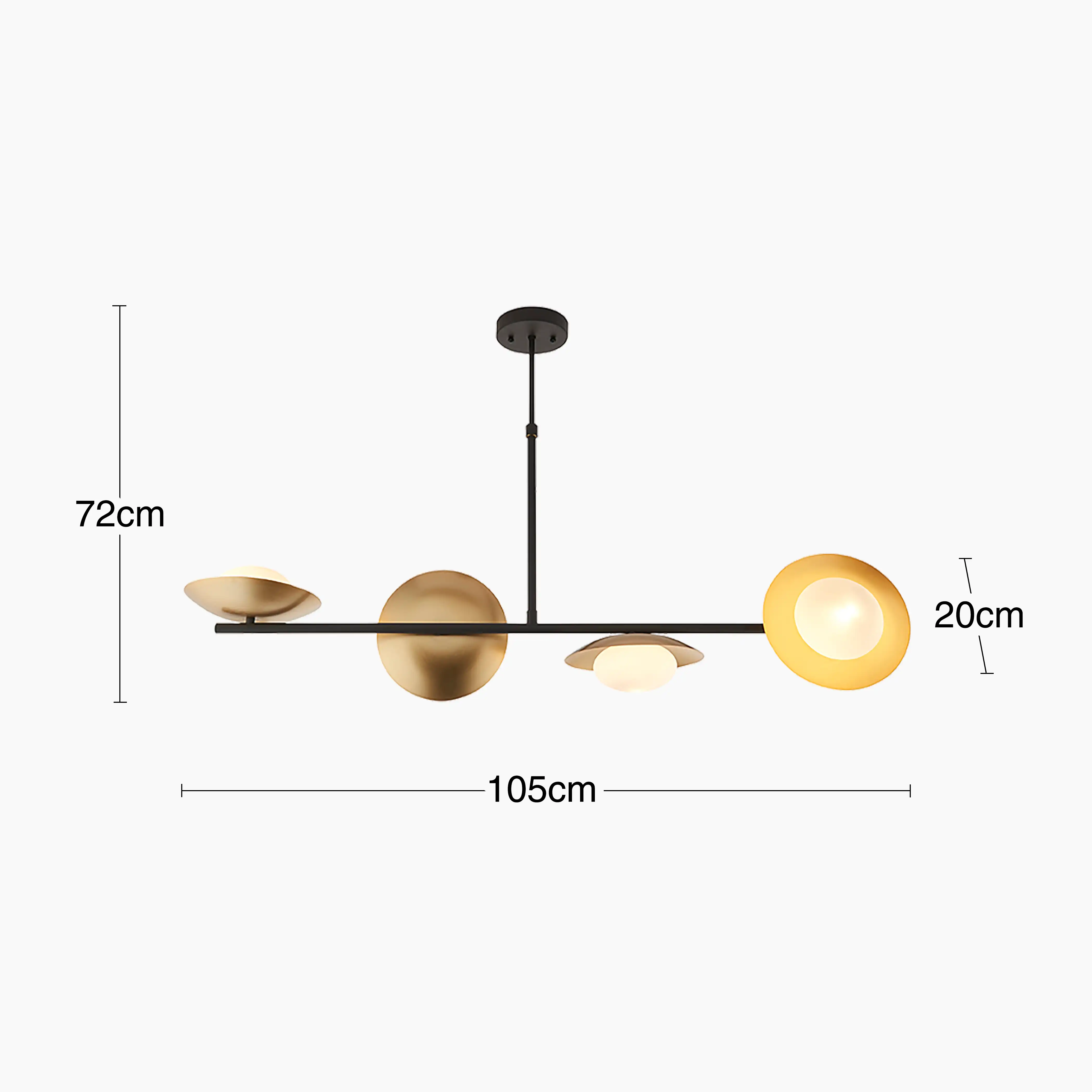 Temuka 4 Light Pendant Light | Brass & Black - Image 7