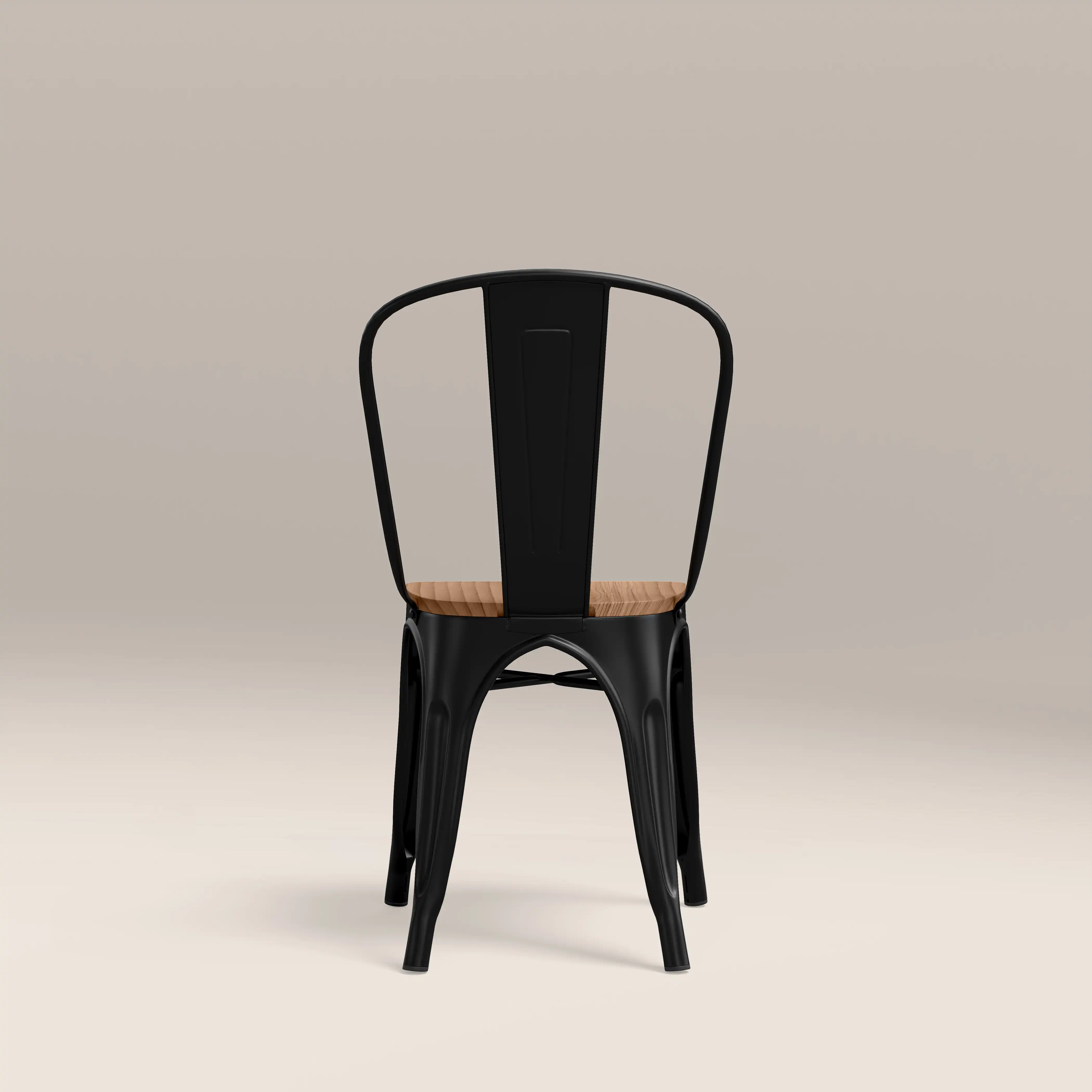 Tolix Style Stackable Dining Chair | Oak & Black - Image 5
