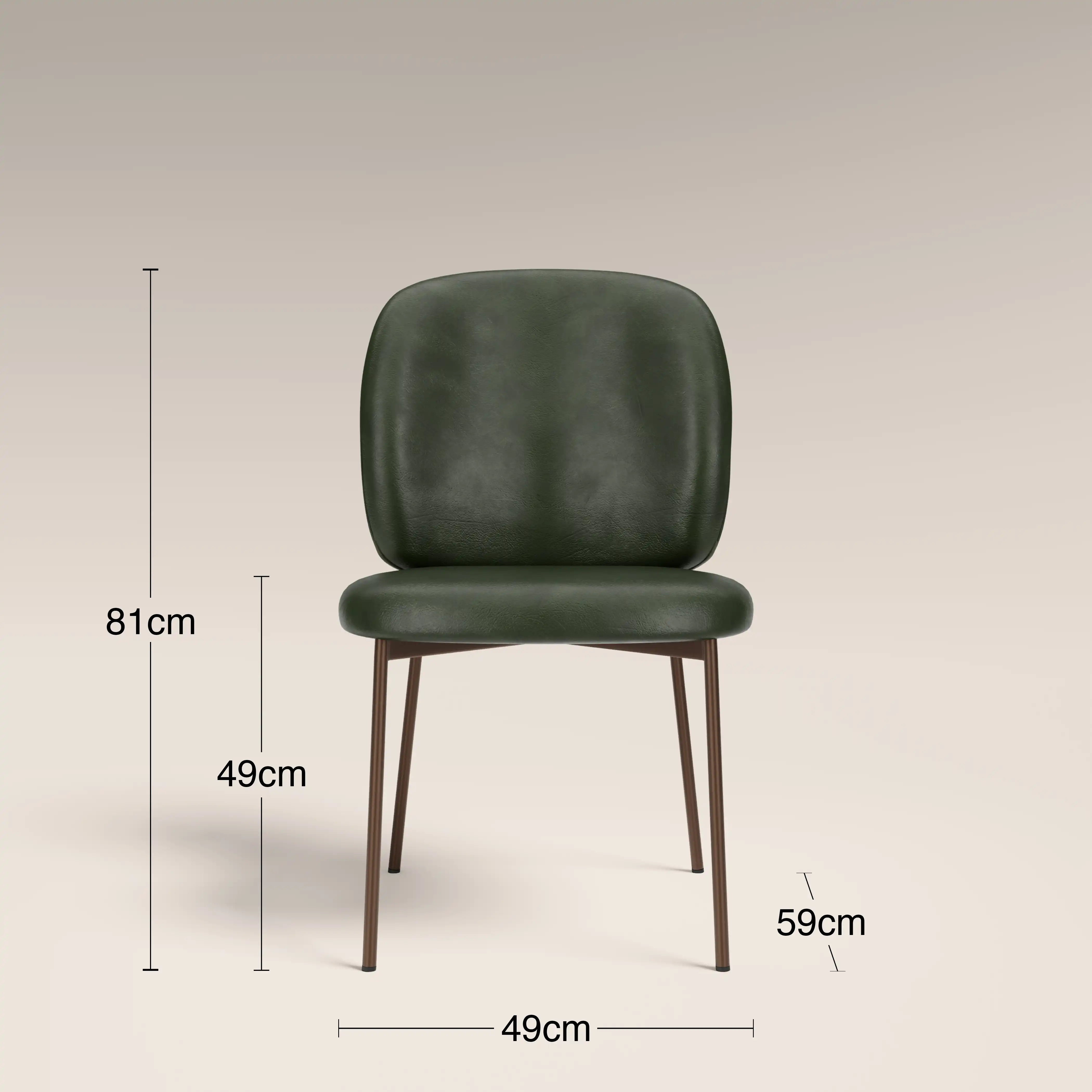 Trovi Dining Chair | Vintage Green Faux Leather & Burnished Bronze - Image 8
