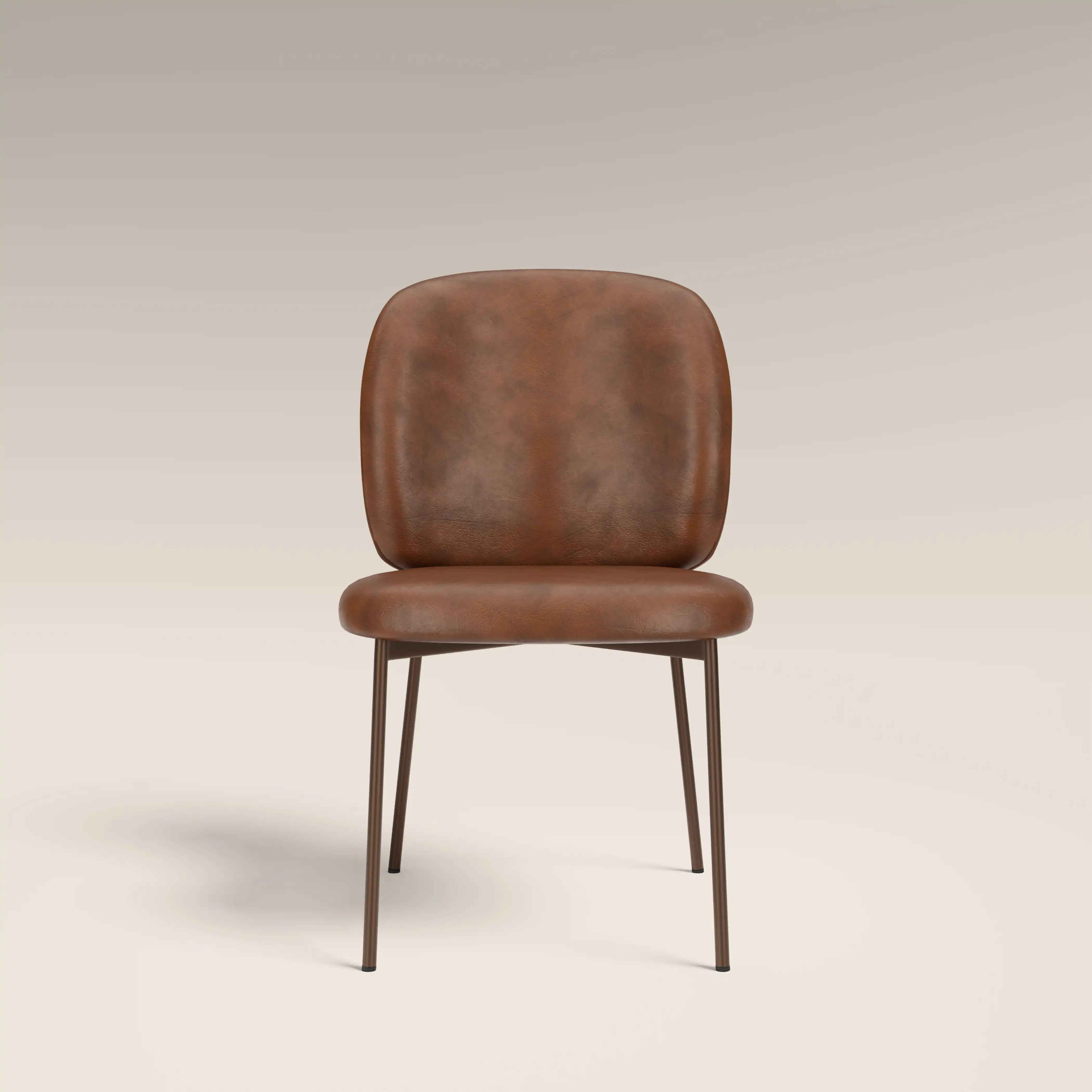 Trovi Dining Chair | Vintage Tan Faux Leather & Burnished Bronze - Image 4