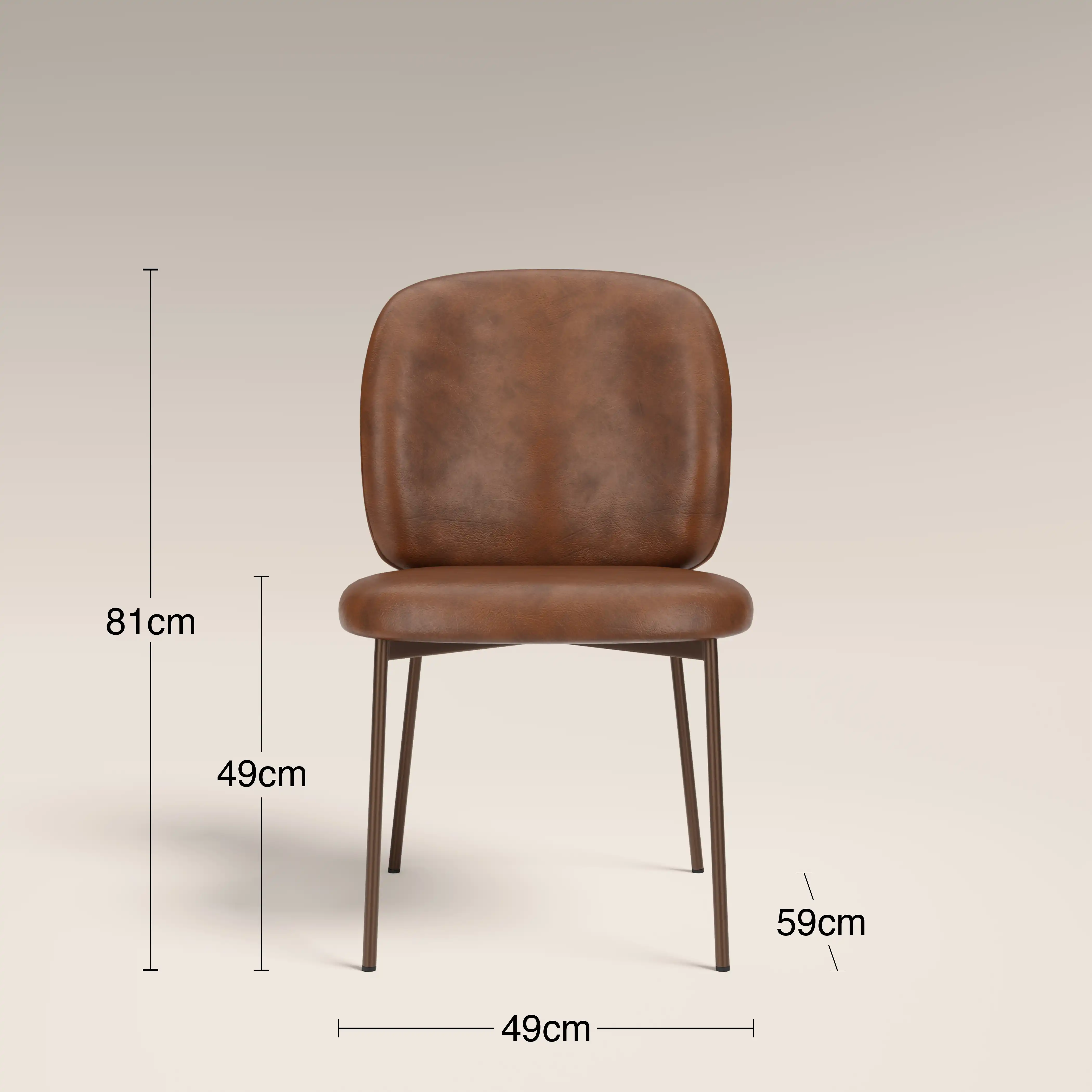 Trovi Dining Chair | Vintage Tan Faux Leather & Burnished Bronze - Image 7